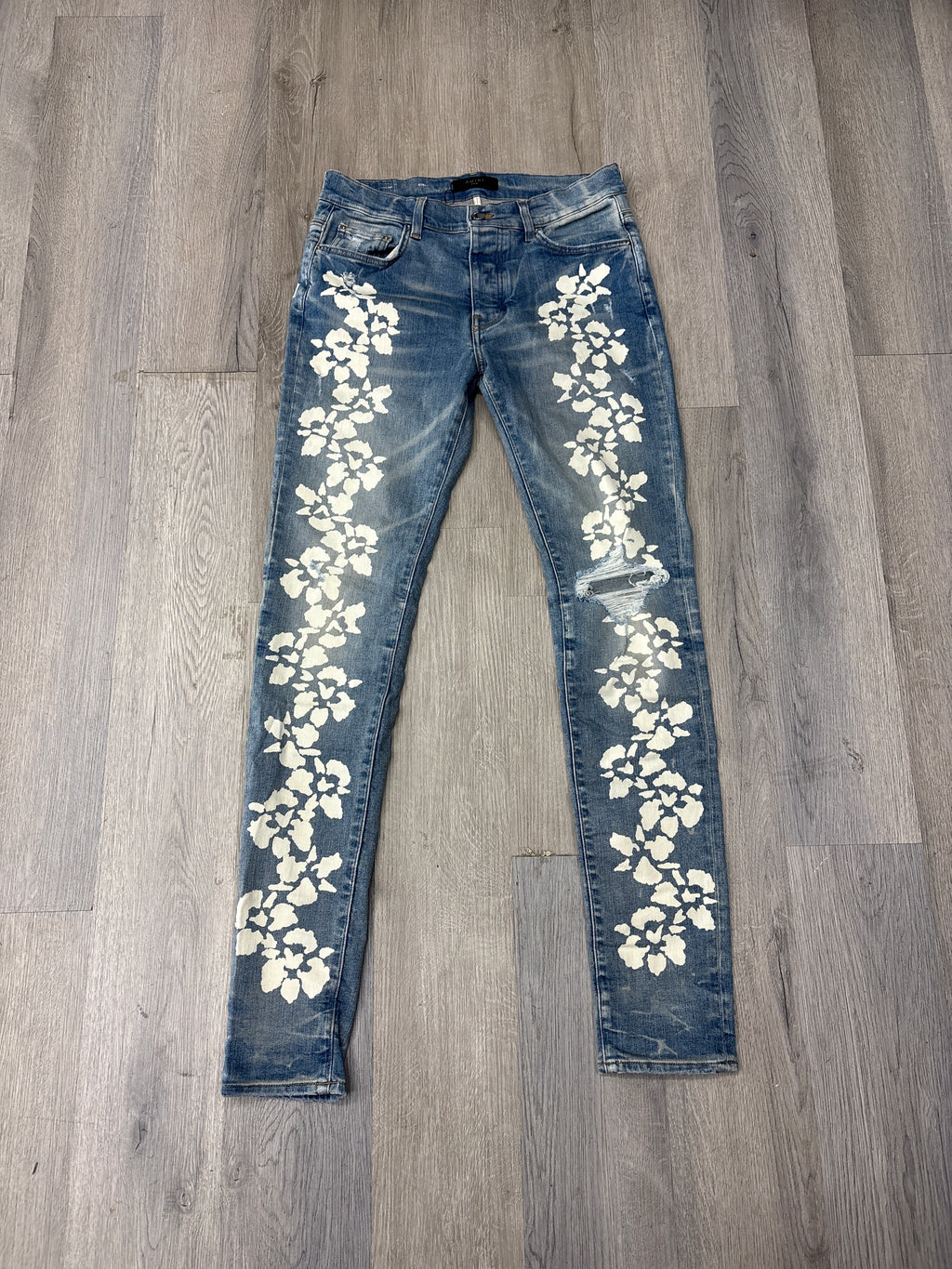MA hibiscus flower jeans indigo 32 U