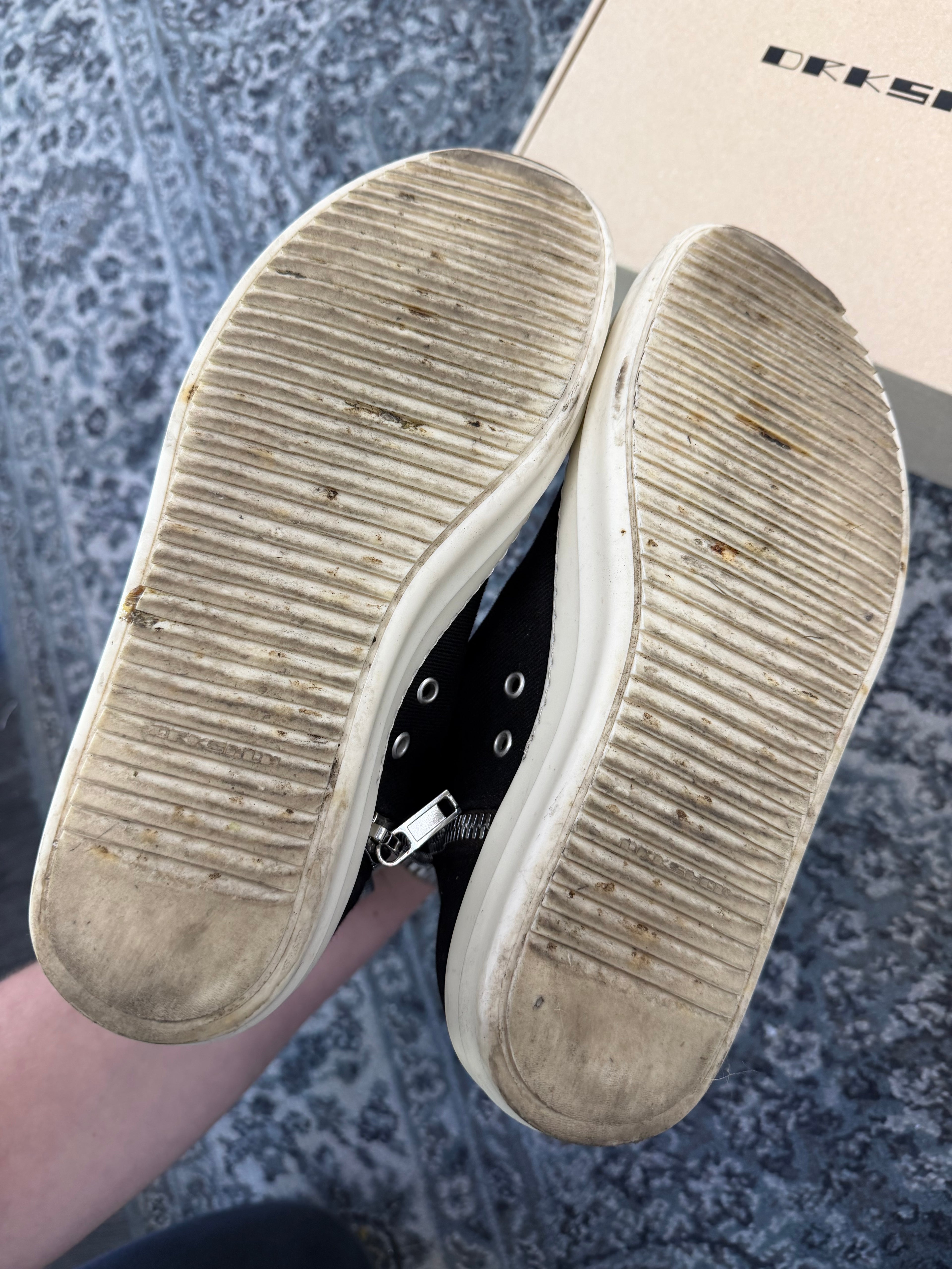 RICK OWENS black/milk ramone hightops 42 (9M) OG ALL U
