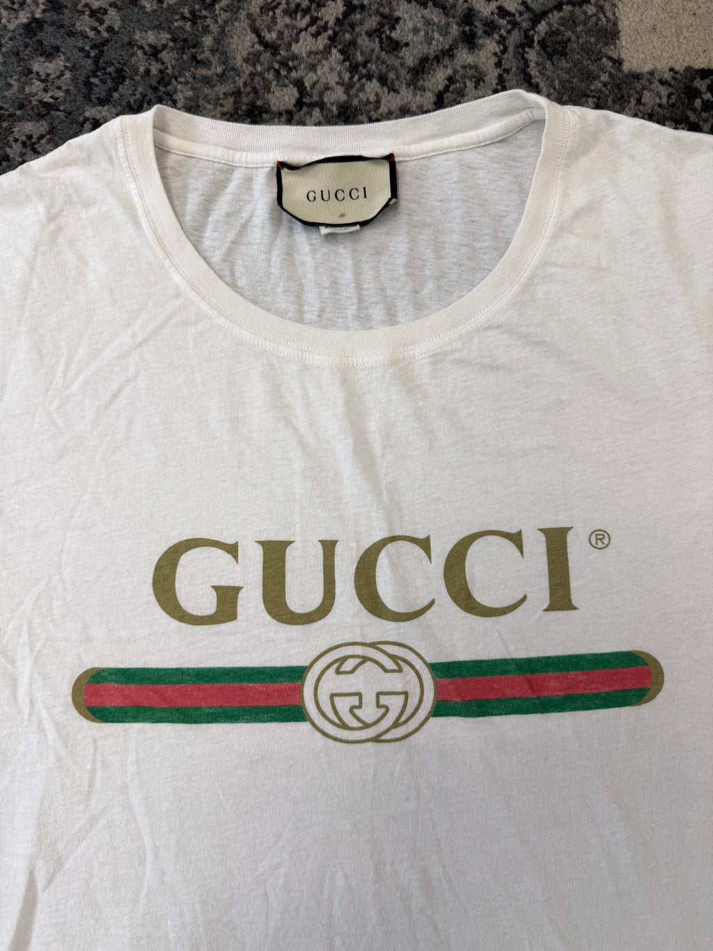 GUCCI stripe logo shirt white L u