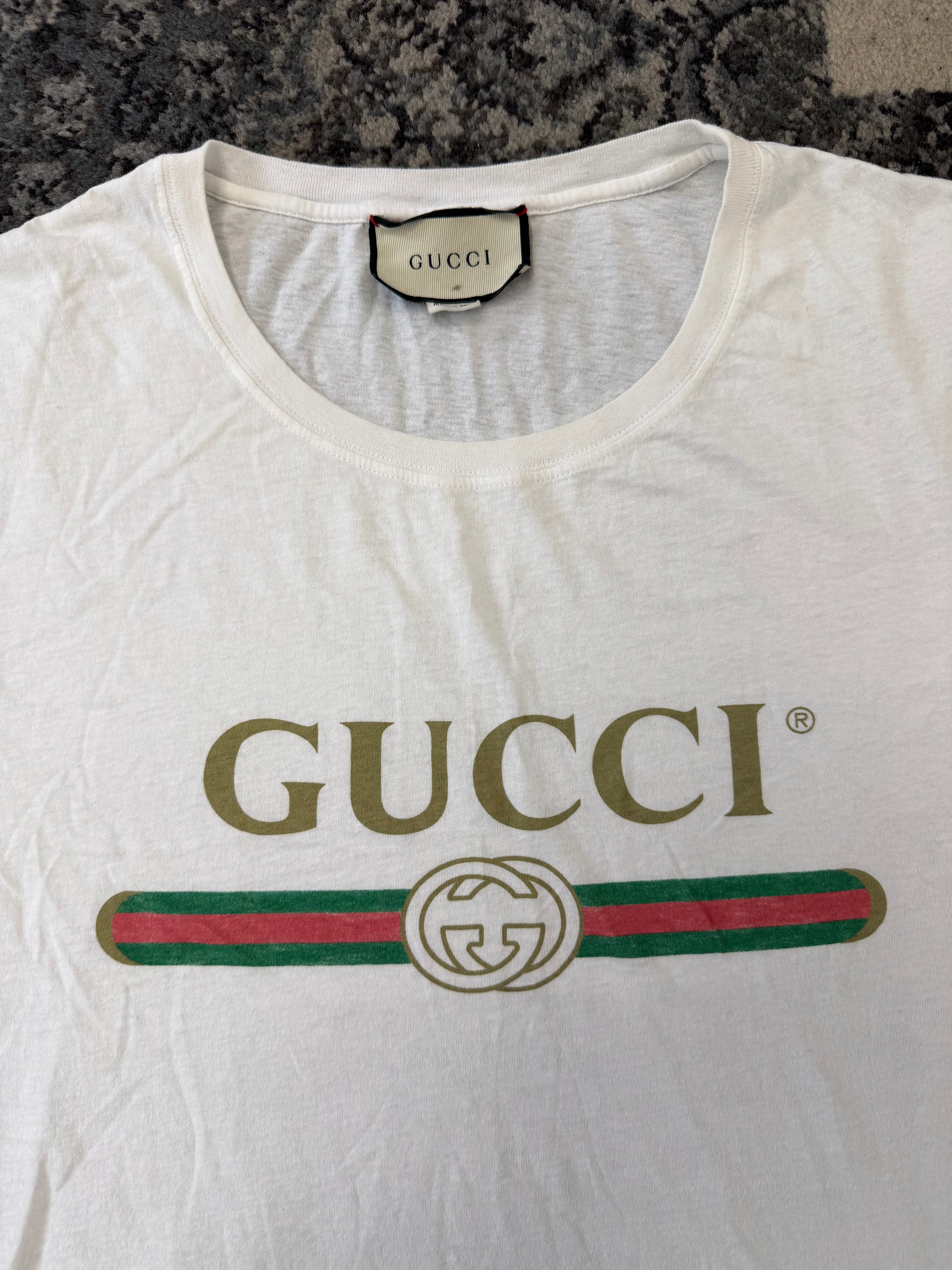 GUCCI stripe logo shirt white L u