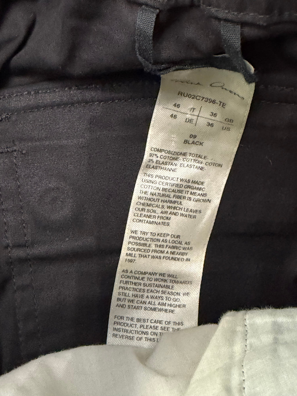 RICK OWENS zippered cargo pants black 46 (28-30) U