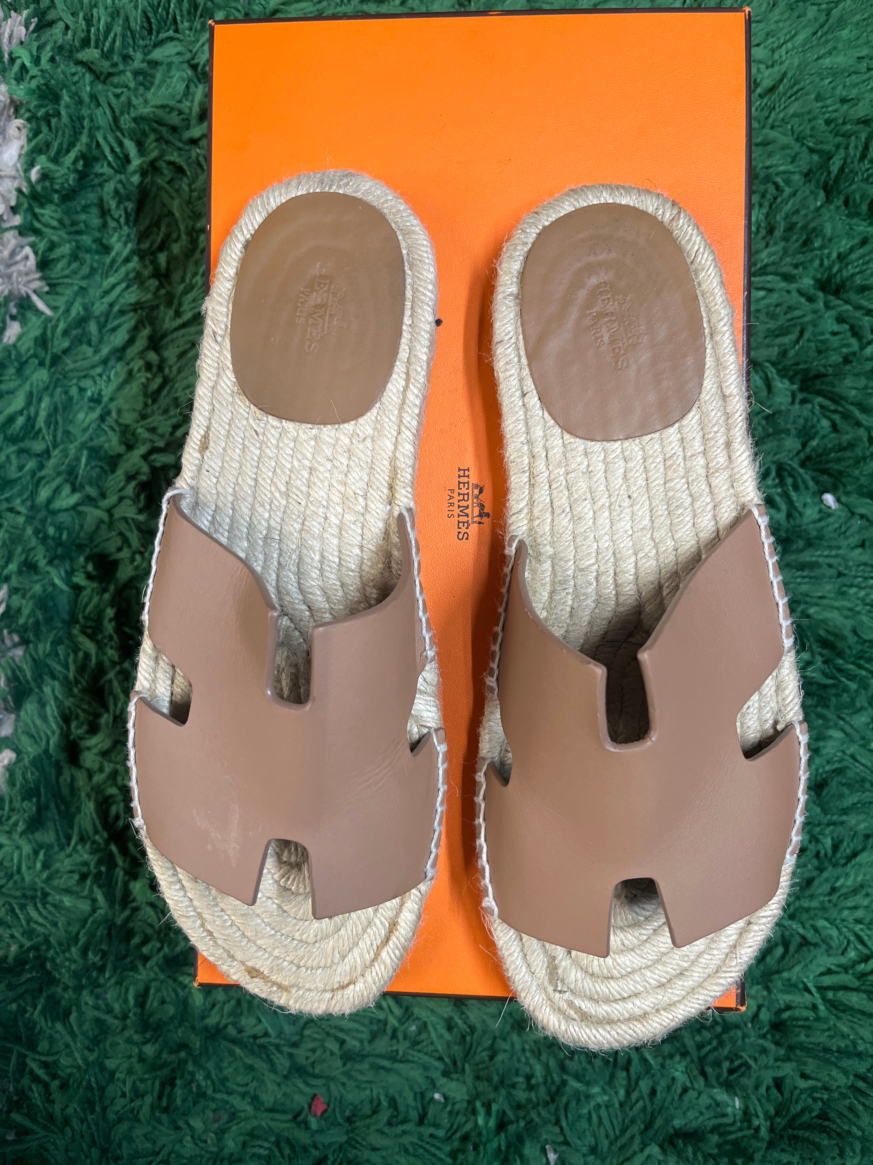 HERMES "antigua" sandals 41 (9-9.5W) brown OG ALL U
