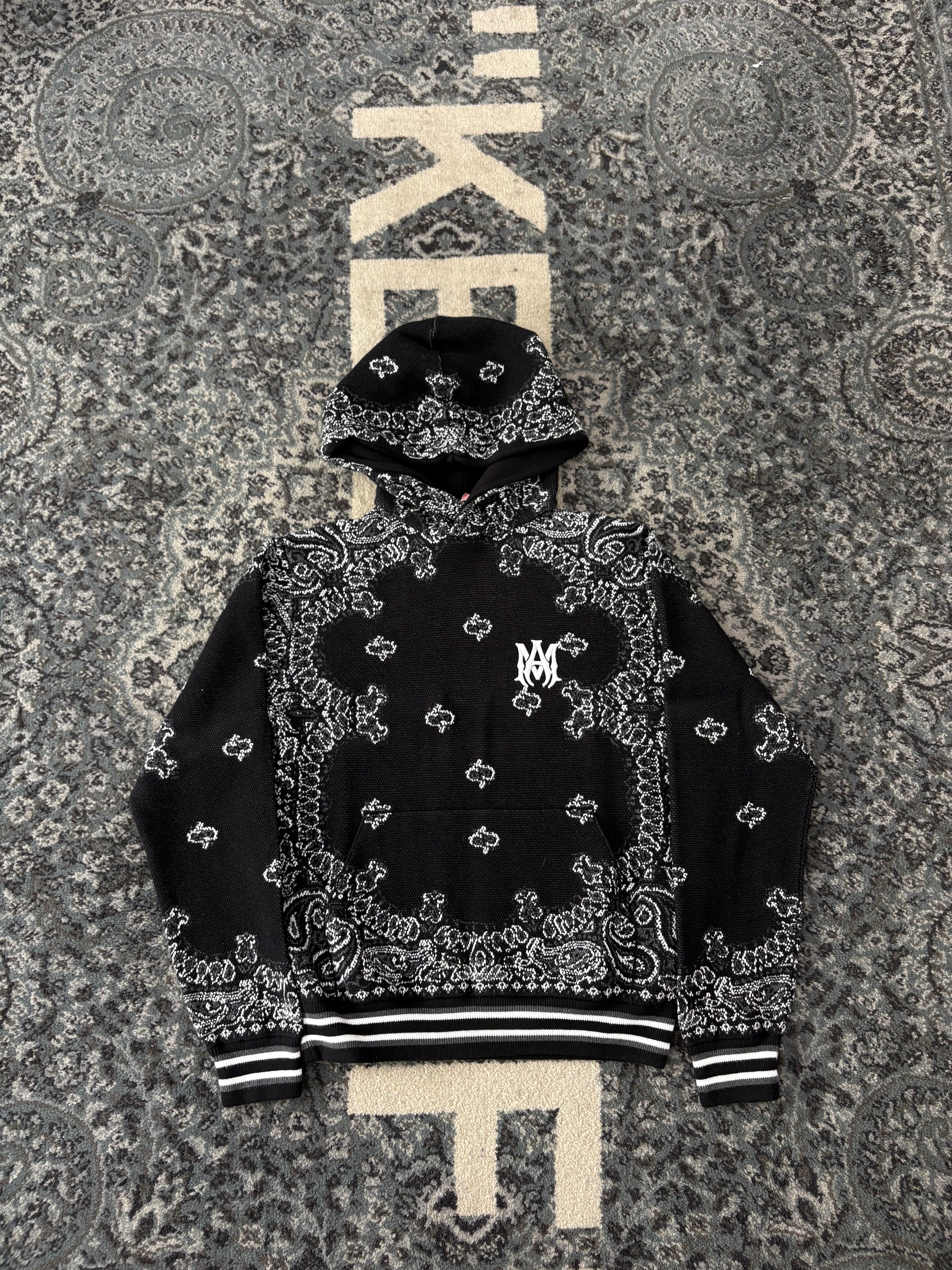 AMIRI bandana knit hoodie black S U