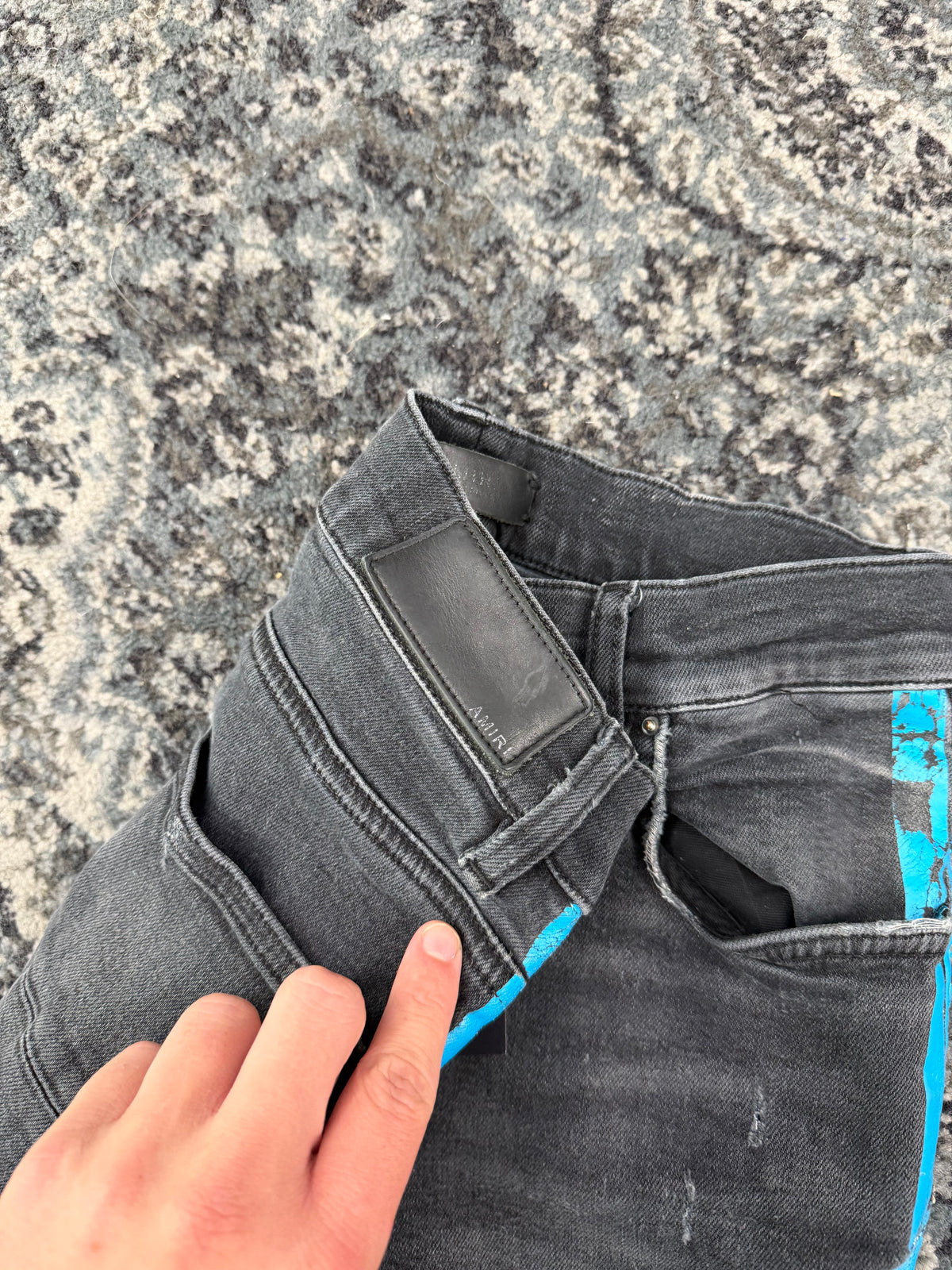 AMIRI blue stripe track jeans black 30 U