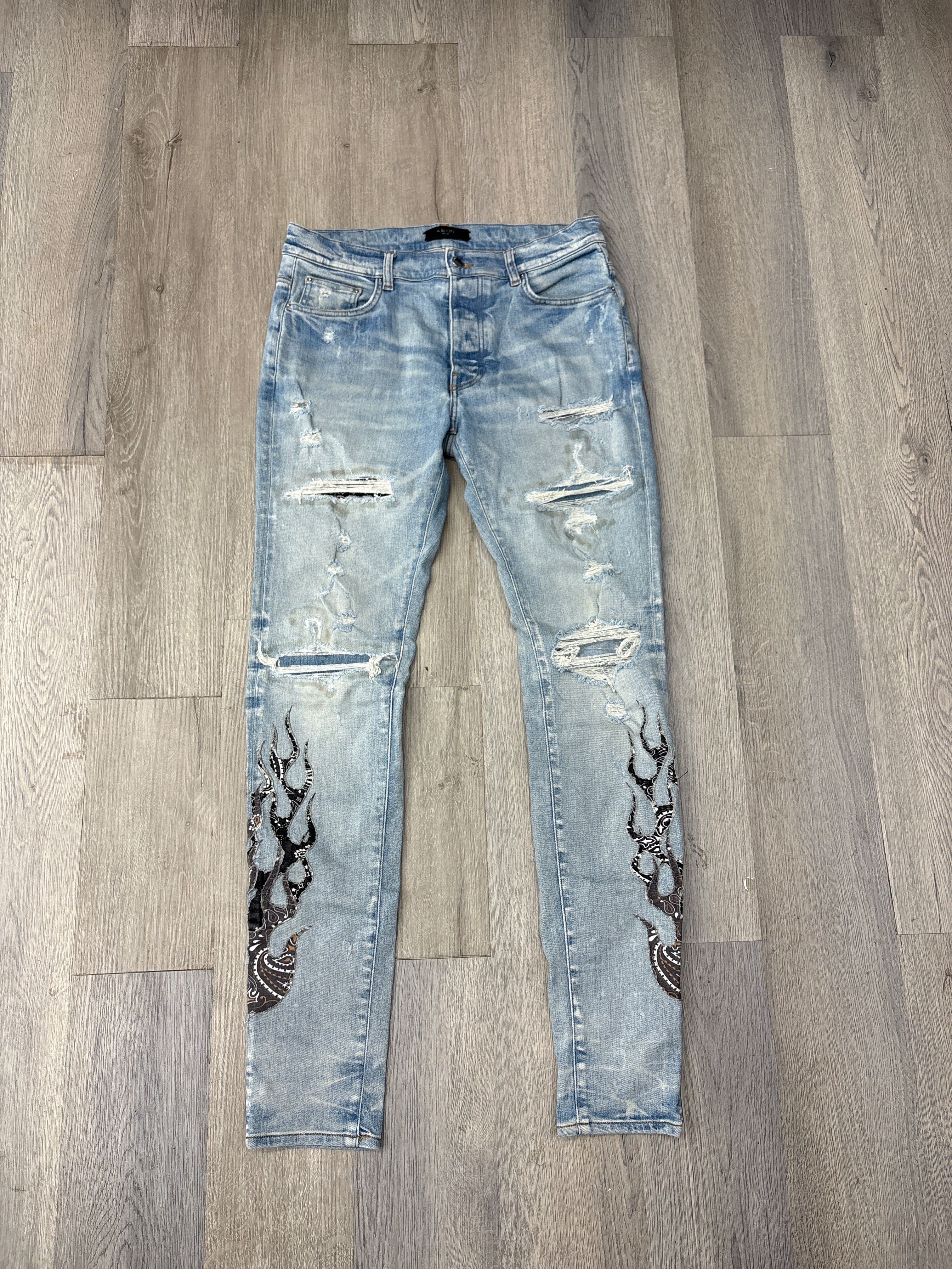 MA bandana flame jeans indigo 32 U