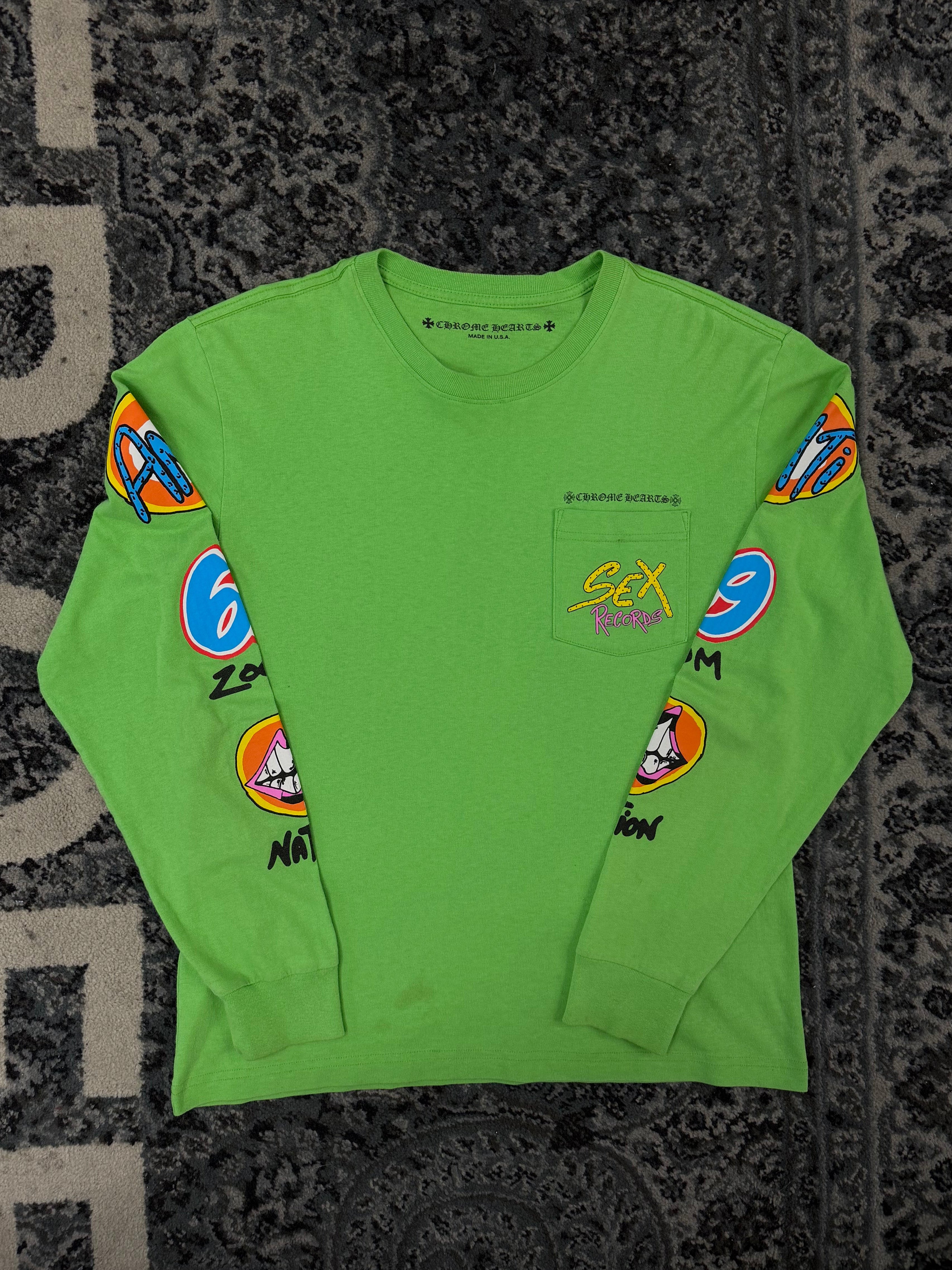 CHROME HEARTS matty boy sex records longsleeve green M U