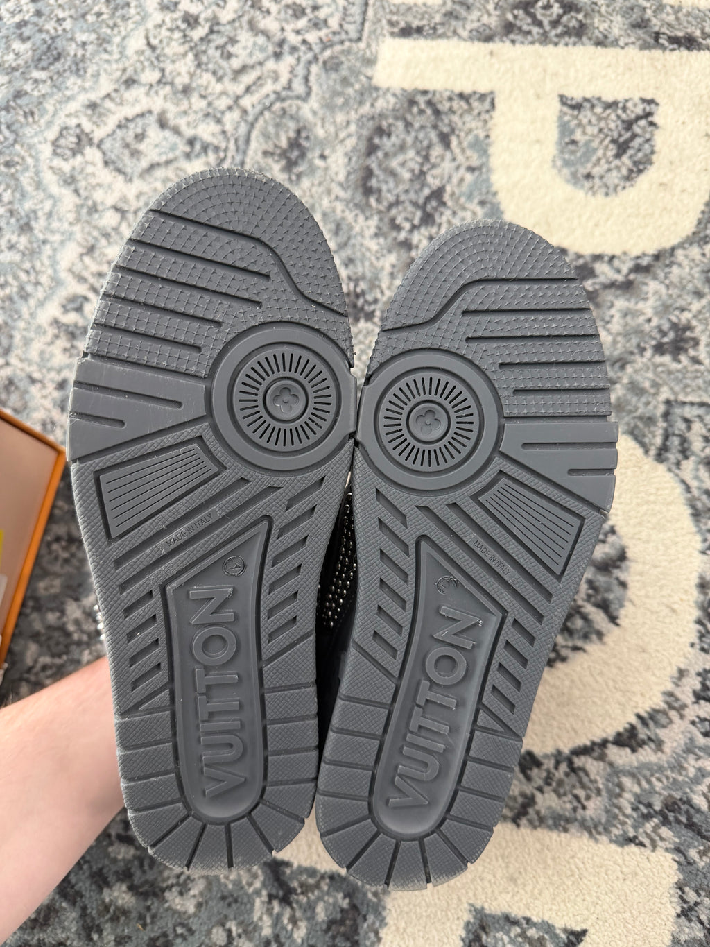 LV Crystal studded skate trainer grey 6.5LV (8-8.5M) OG ALL DS/tried on