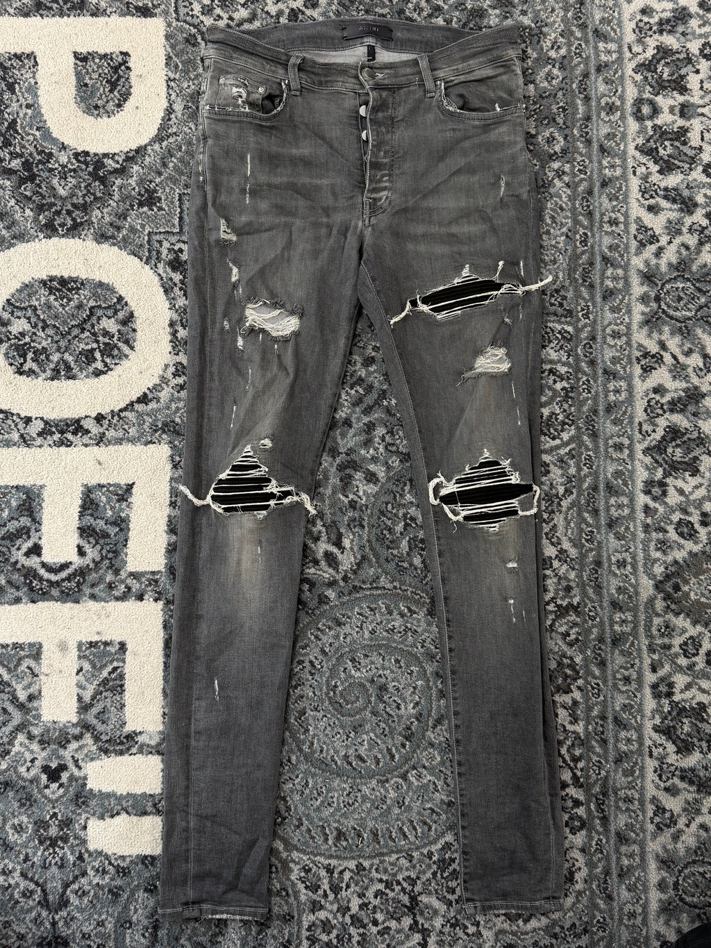 AMIRI black patch mx1 jeans grey 31 U