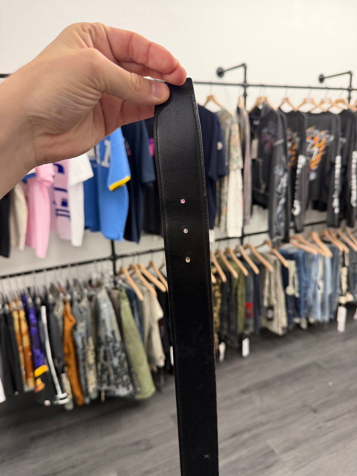 HERMES belt strap black/orange 80 (28-30W) U