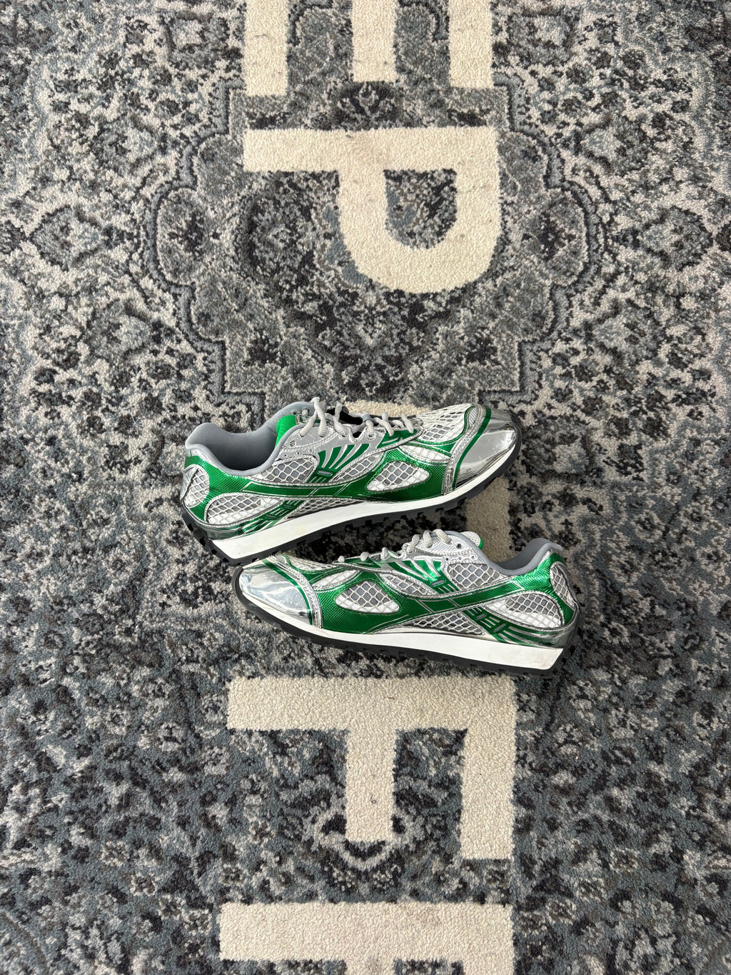 Bottega Veneta Orbit Silver/Green Sneakers Size 45 U NB