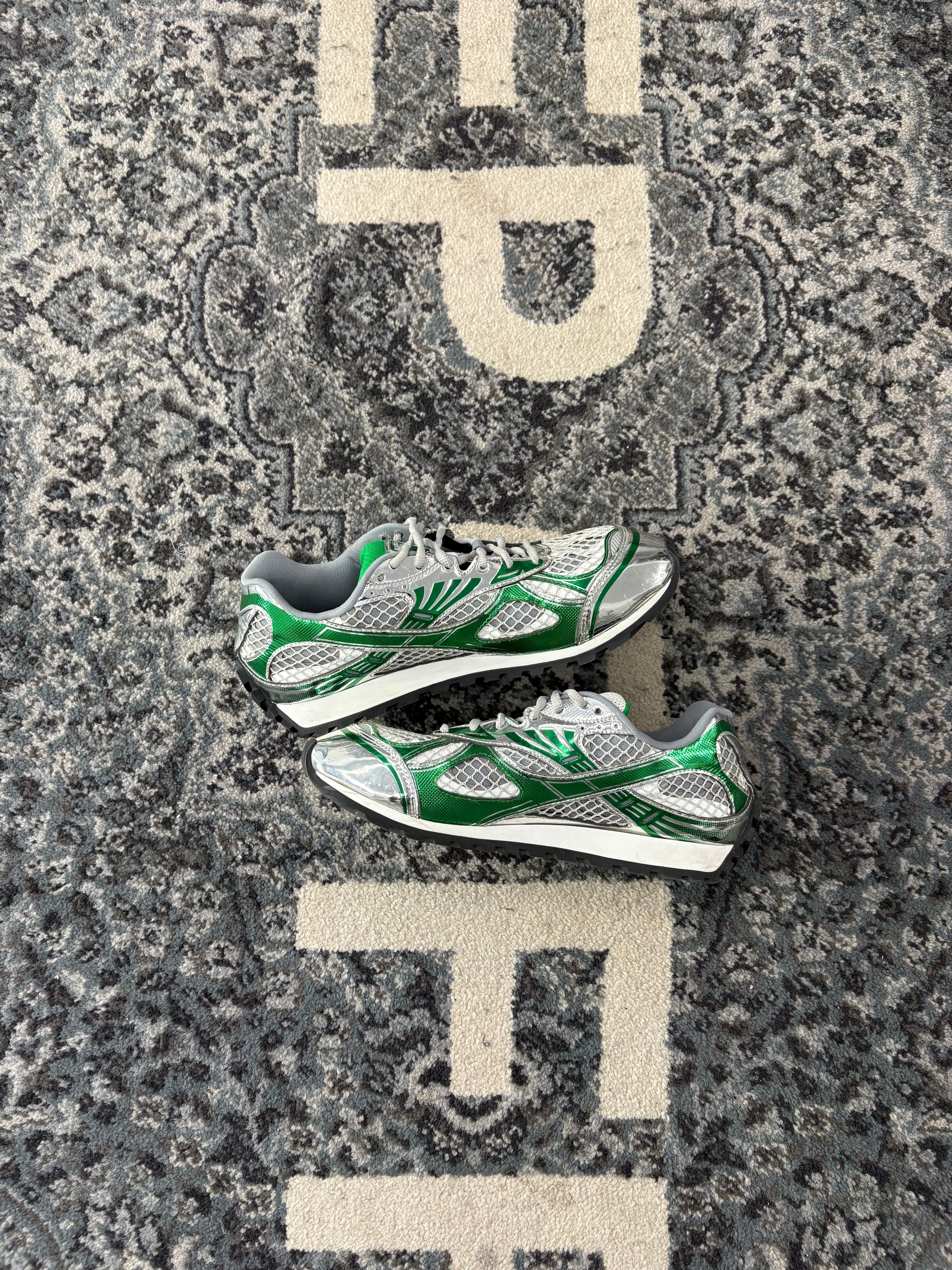 Bottega Veneta Orbit Silver/Green Sneakers Size 45 U NB