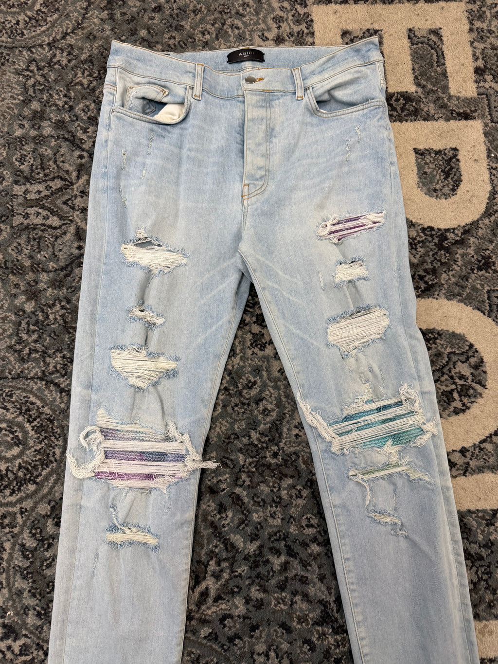 MA tie dye colorful thrasher jeans indigo 38 U
