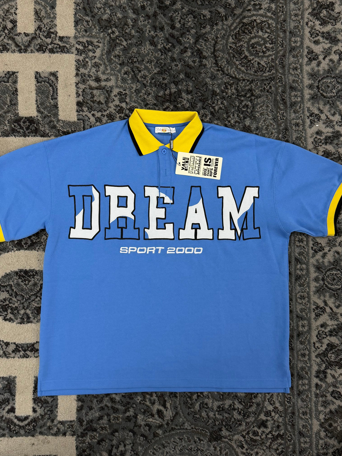 VALE polo button shirt blue/yellow L U