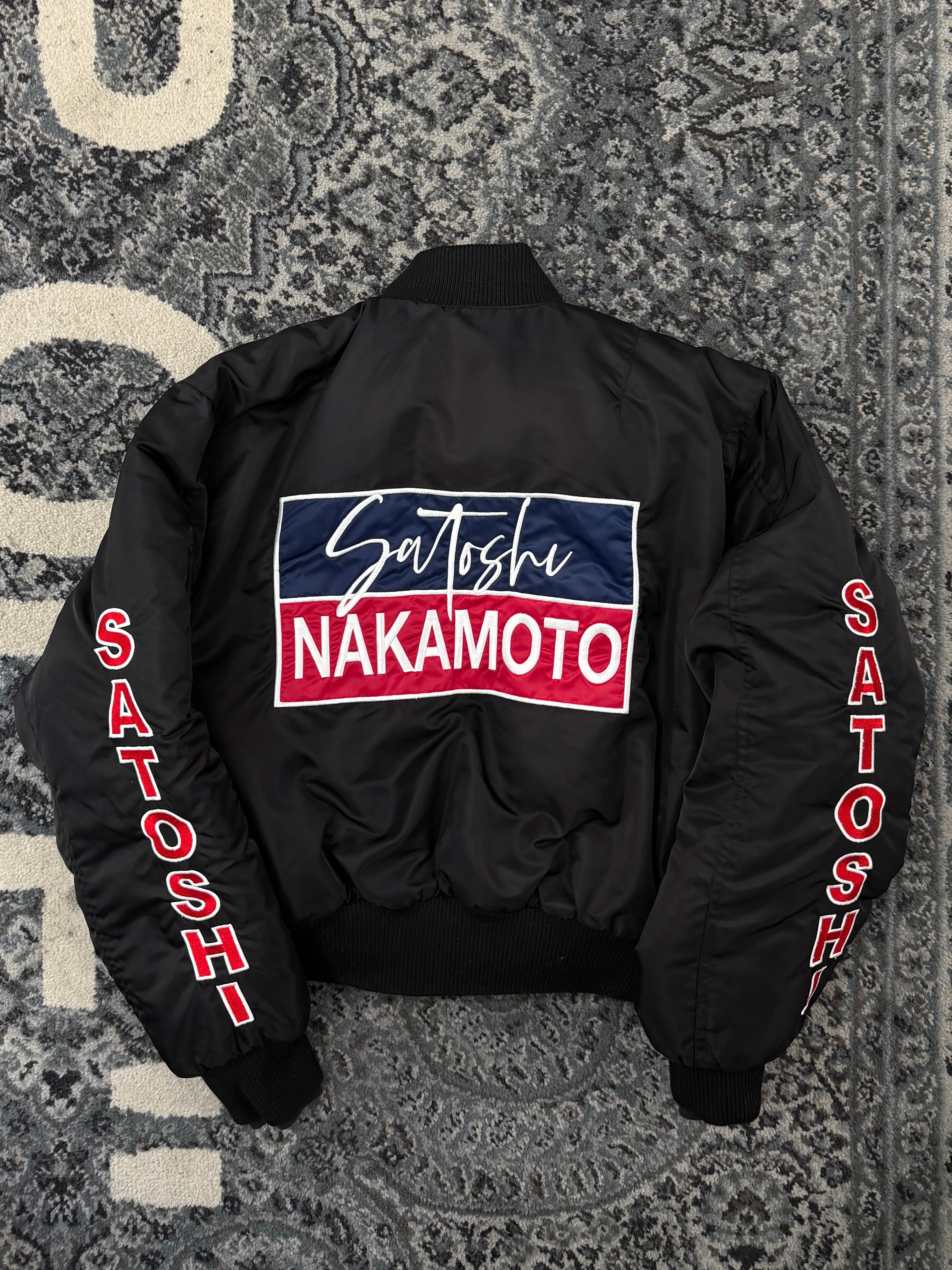 SATOSHI NAKAMOTO "off road' bomber jacket black S U