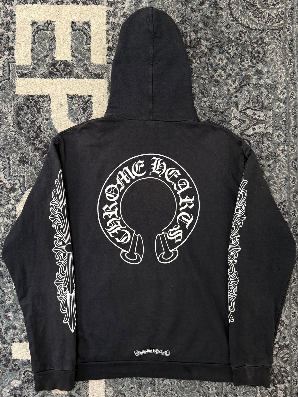 CHROME HEARTS floral horseshoe hoodie black L U