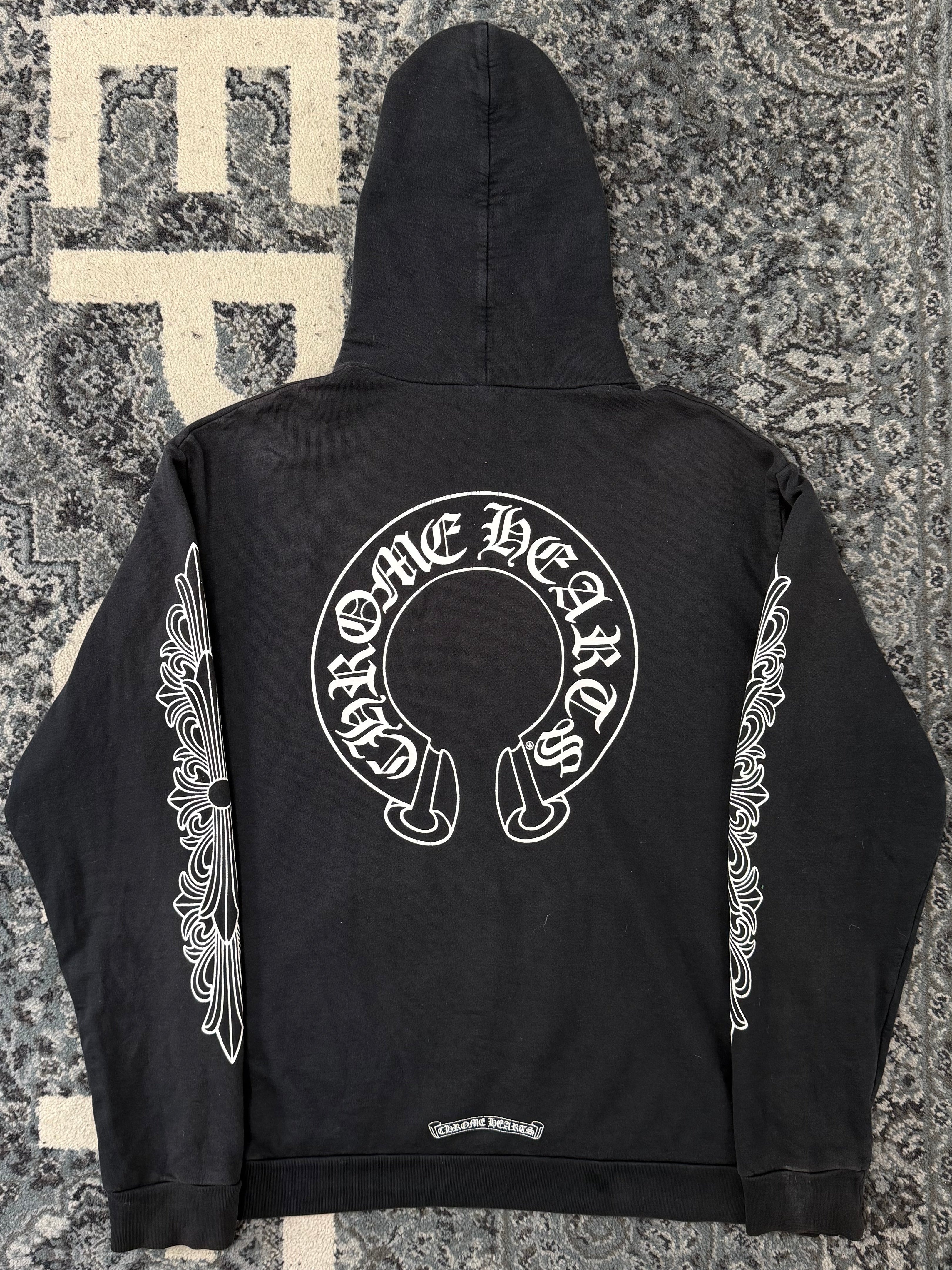 CHROME HEARTS floral horseshoe hoodie black L U