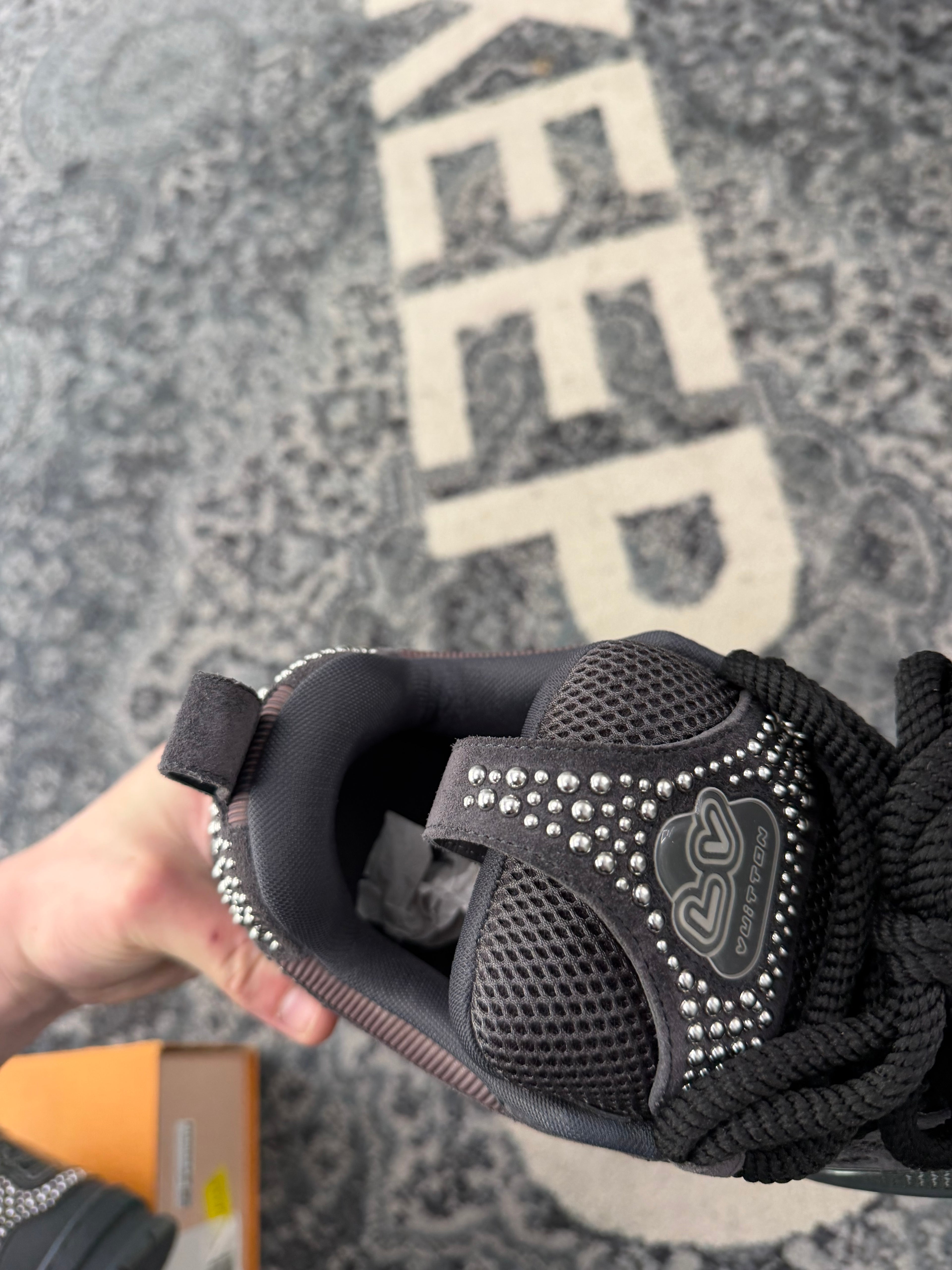 LV Crystal studded skate trainer grey 6.5LV (8-8.5M) OG ALL DS/tried on