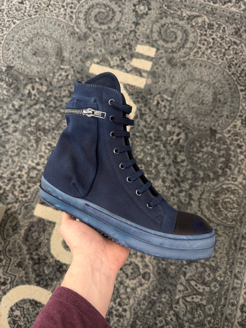 RICK OWENS DRKSHDW dyed cargo hightops blue 41 (8M) OG ALL DS