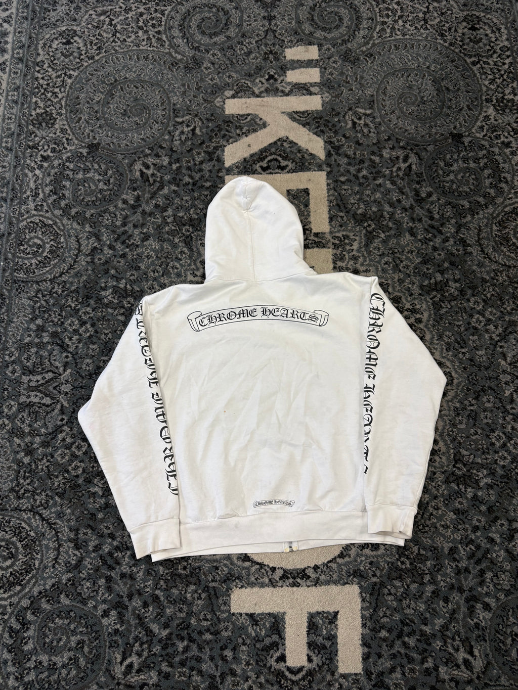 Chrome Hearts White scroll hoodie sz M (Flawed)