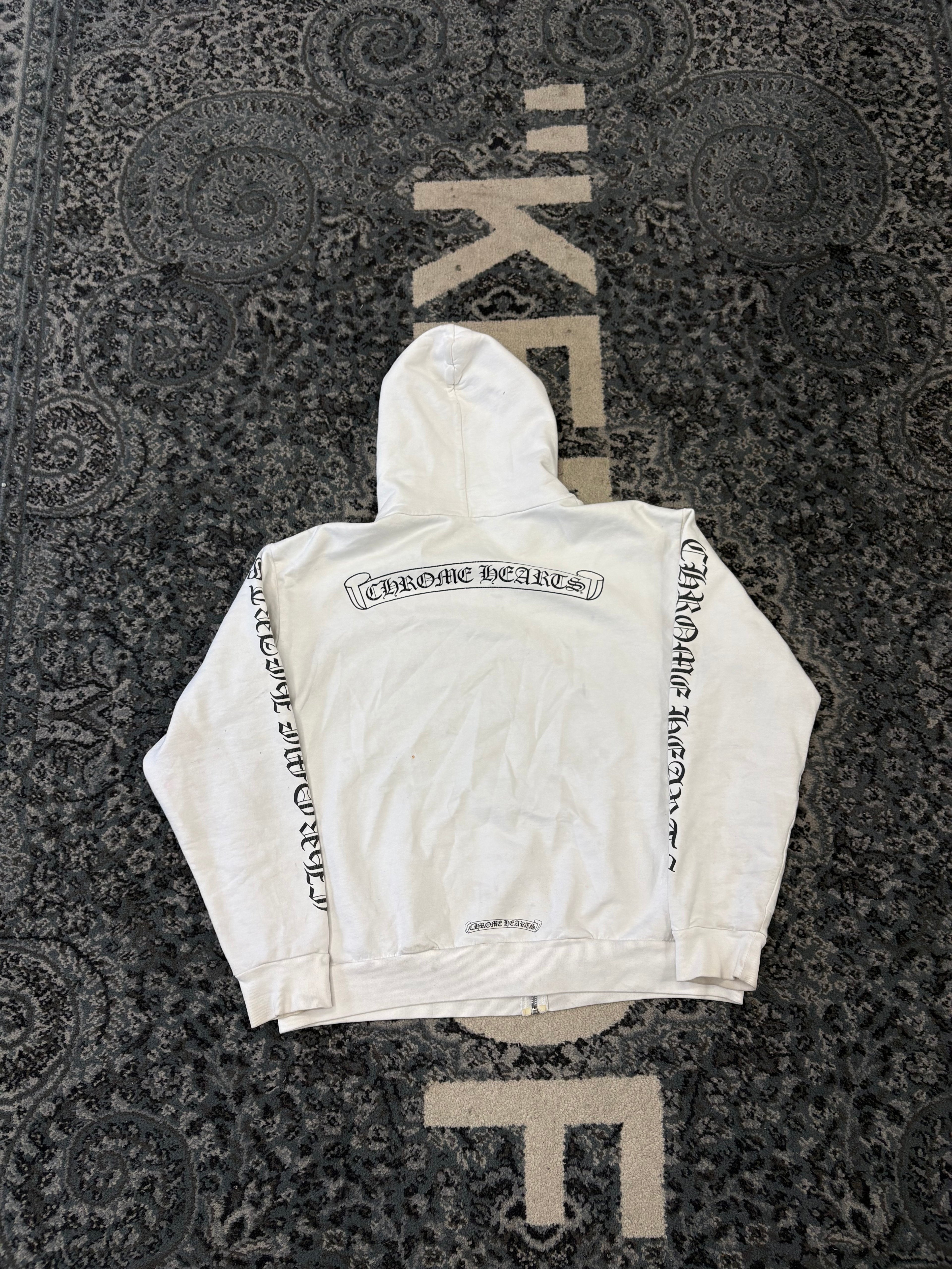 Chrome Hearts White scroll hoodie sz M (Flawed)