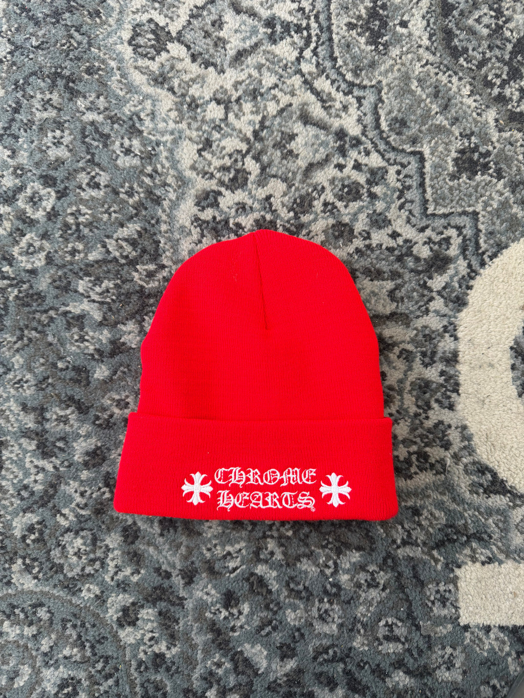 CHROME HEARTS vertical logo beanie red OS DS