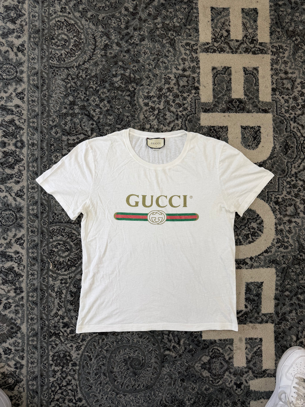 GUCCI stripe logo shirt white L u