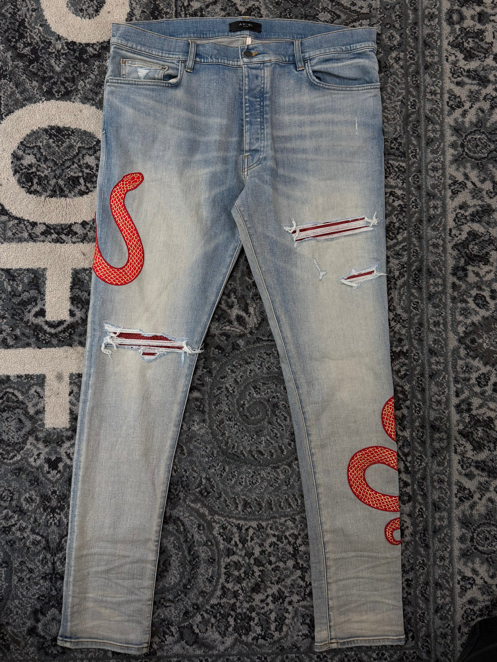 AMIRI red snake patch jeans indigo 38 U