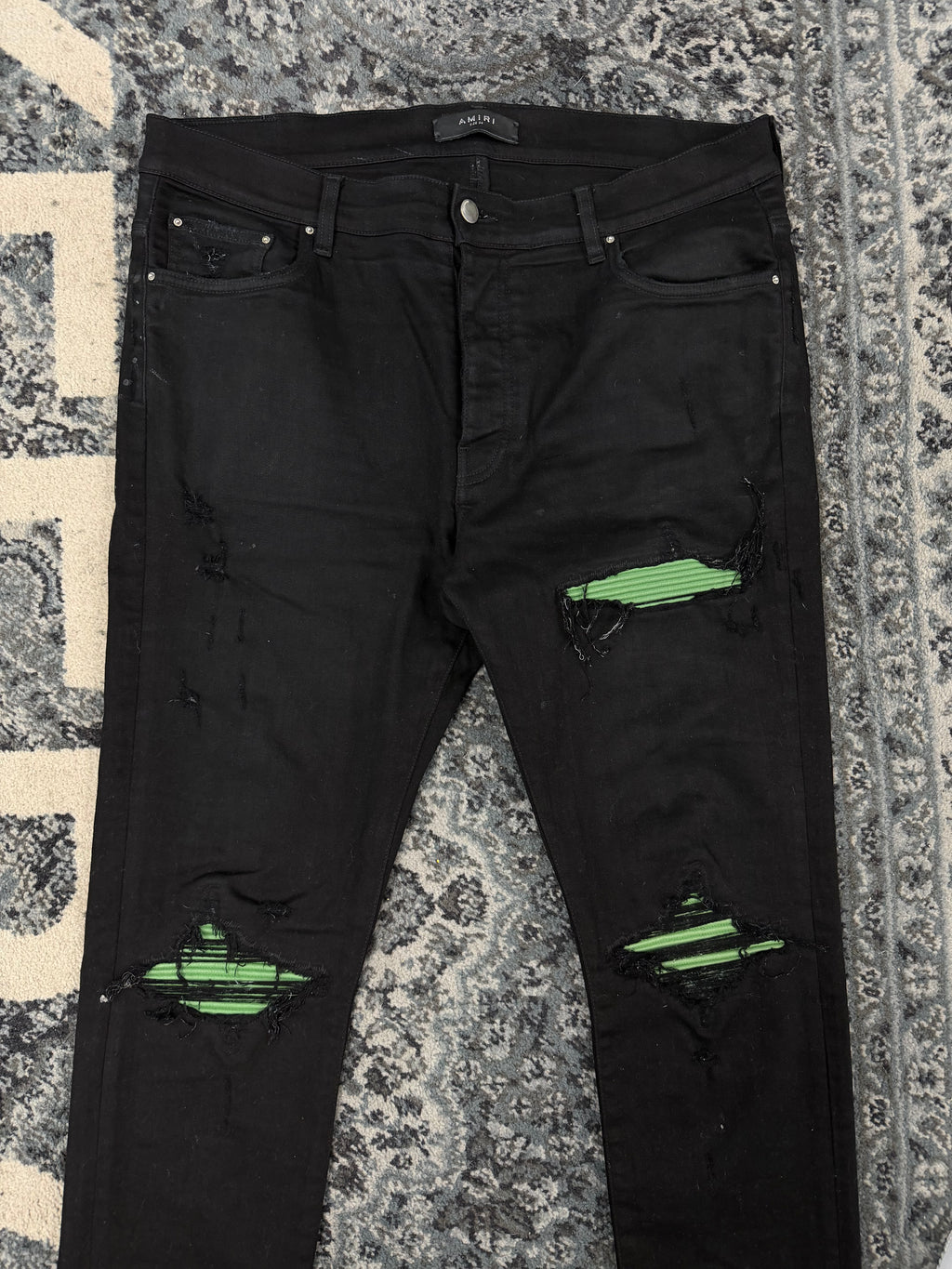 Amiri black mx1 jeans green patch 36 U