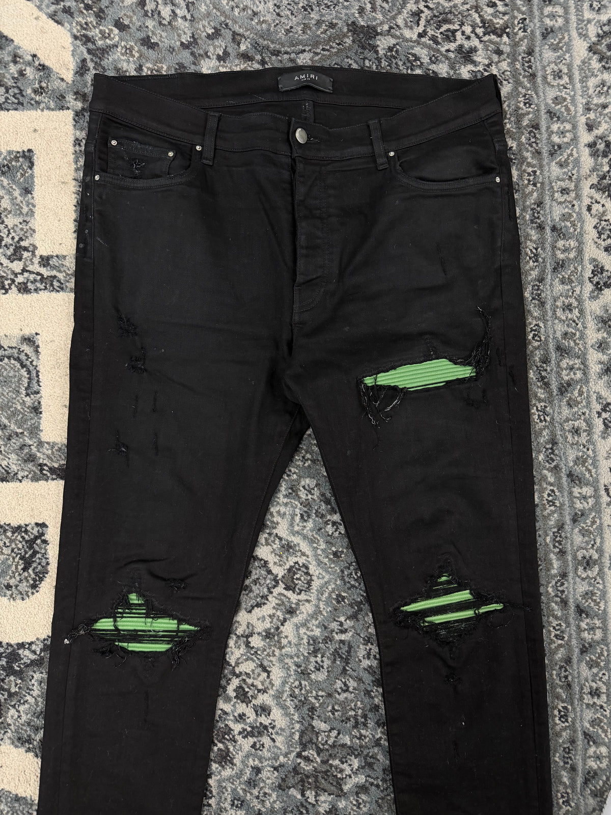 Amiri black mx1 jeans green patch 36 U