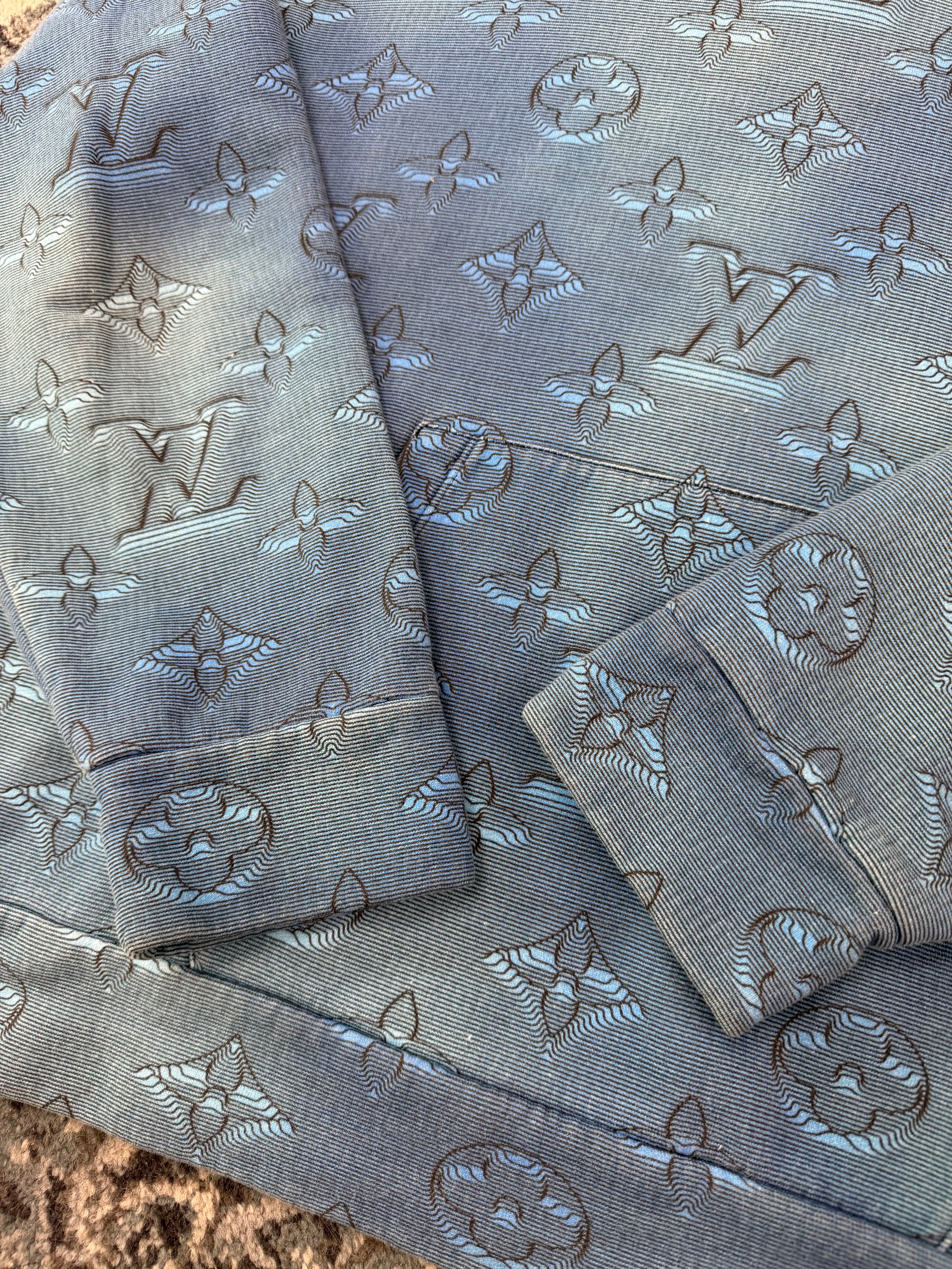 LV 2054 3d monogram hoodie blue L U