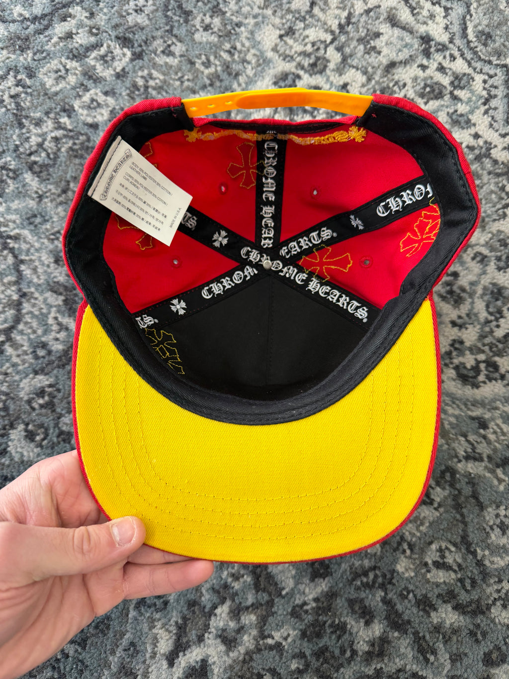 CHROME HEARTS flooded cross trucker hat yellow/red OS U