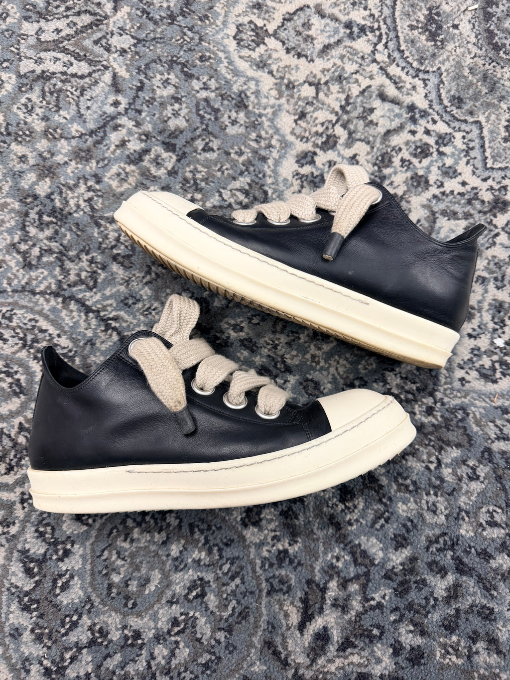 RICK OWENS jumbo lace lowtops black 44 NB U