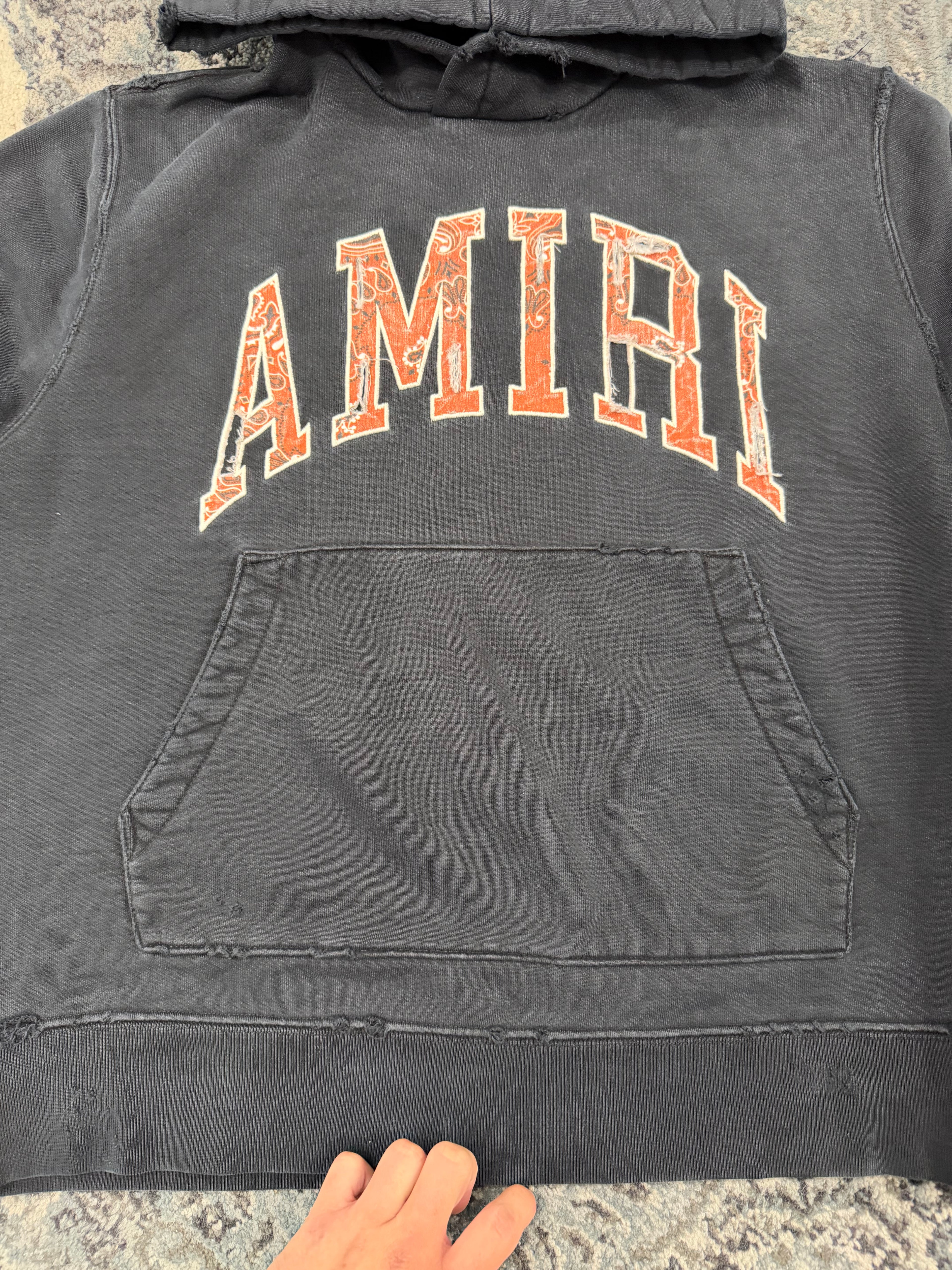 AMIRI bandana applique hoodie black/orange M U