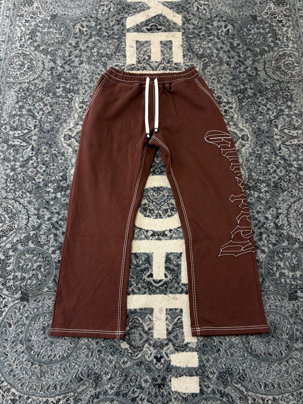 God Speed Spell Out Logo Brown Sweatpants Size L U