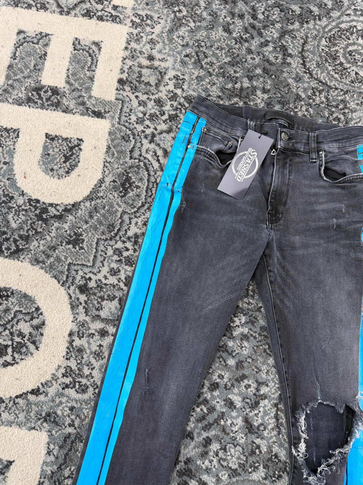 AMIRI blue stripe track jeans black 30 U