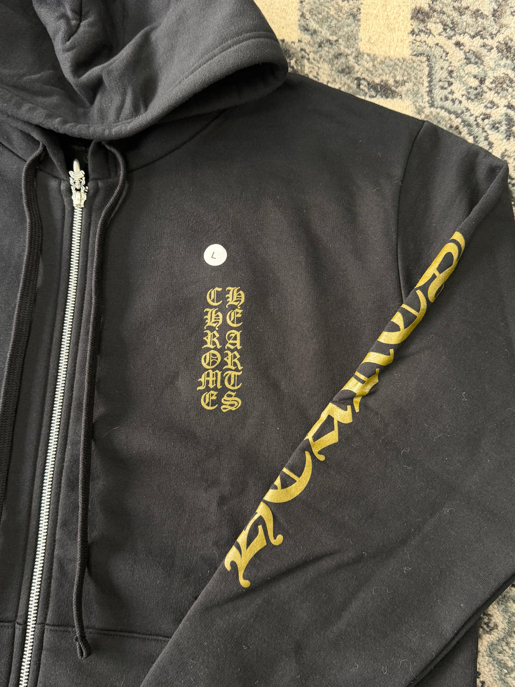 CHROME HEARTS vertical logo olive zip up L DSWT