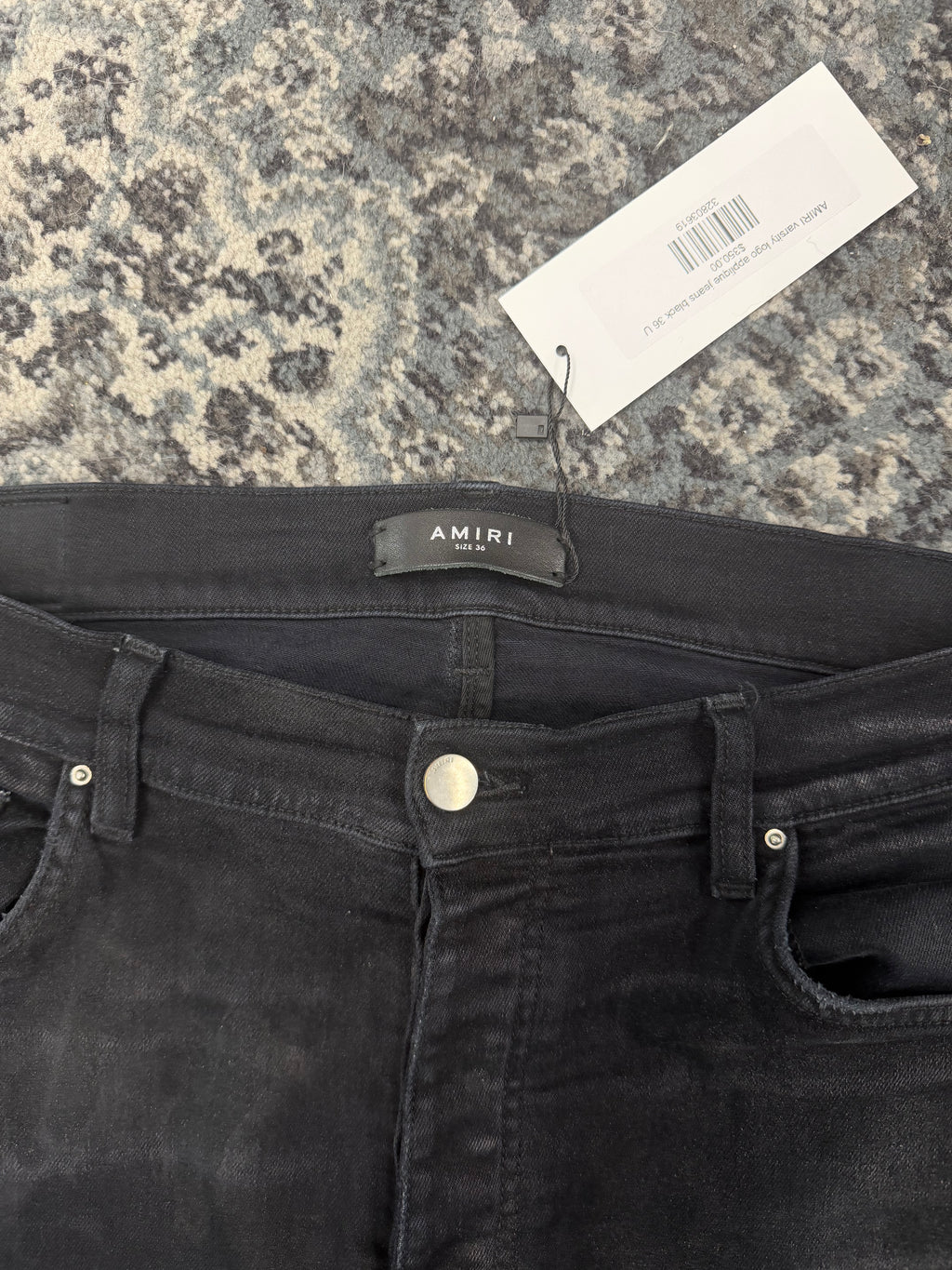 AMIRI varsity logo applique jeans black 36 U