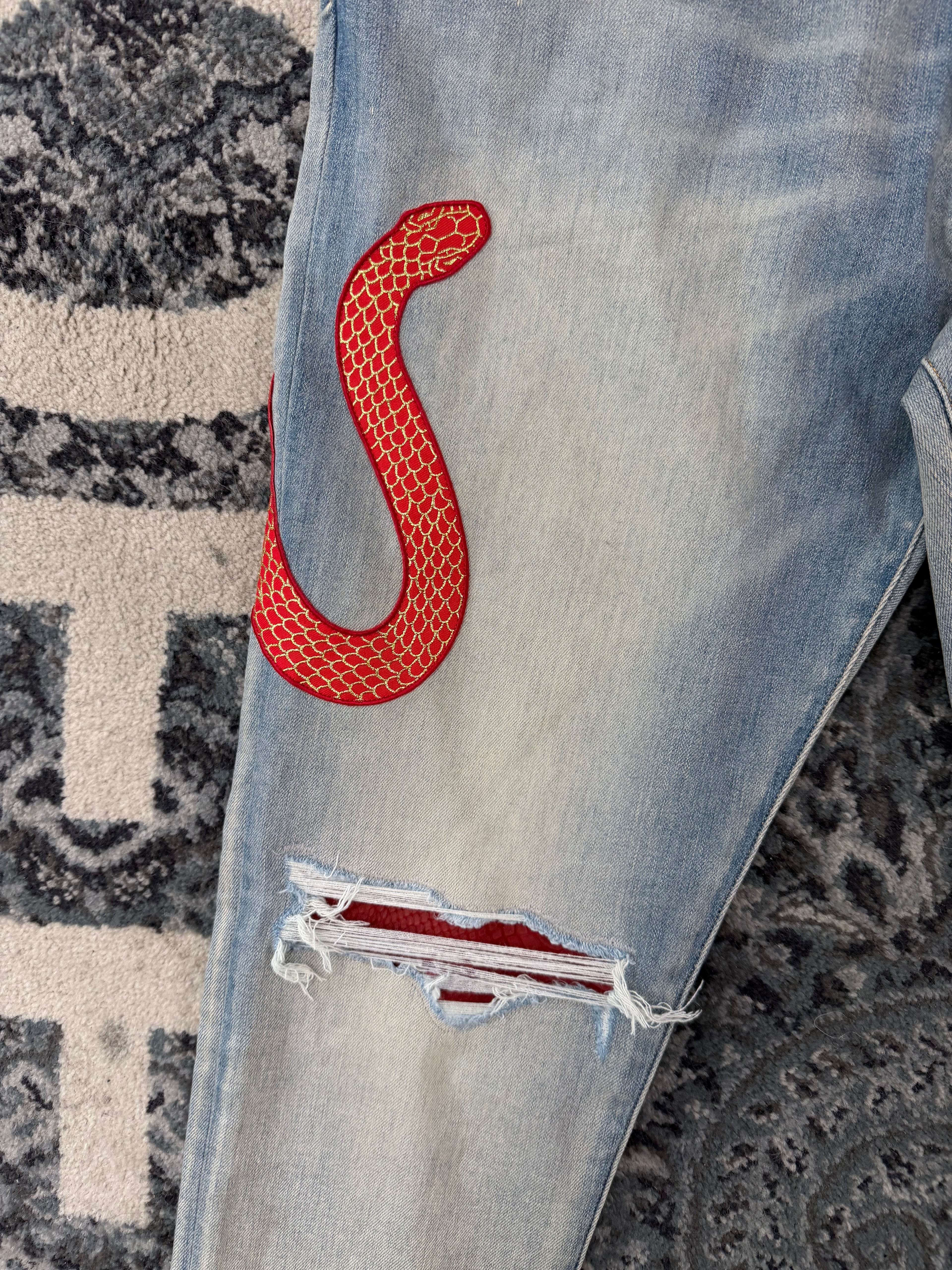 AMIRI red snake patch jeans indigo 38 U