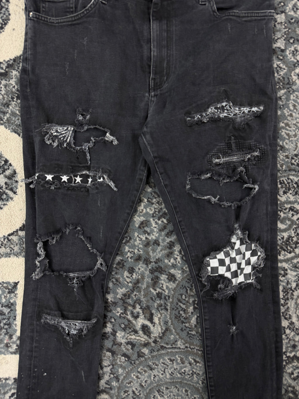 AMIRI checkerboard vintage patch jeans black 38 U