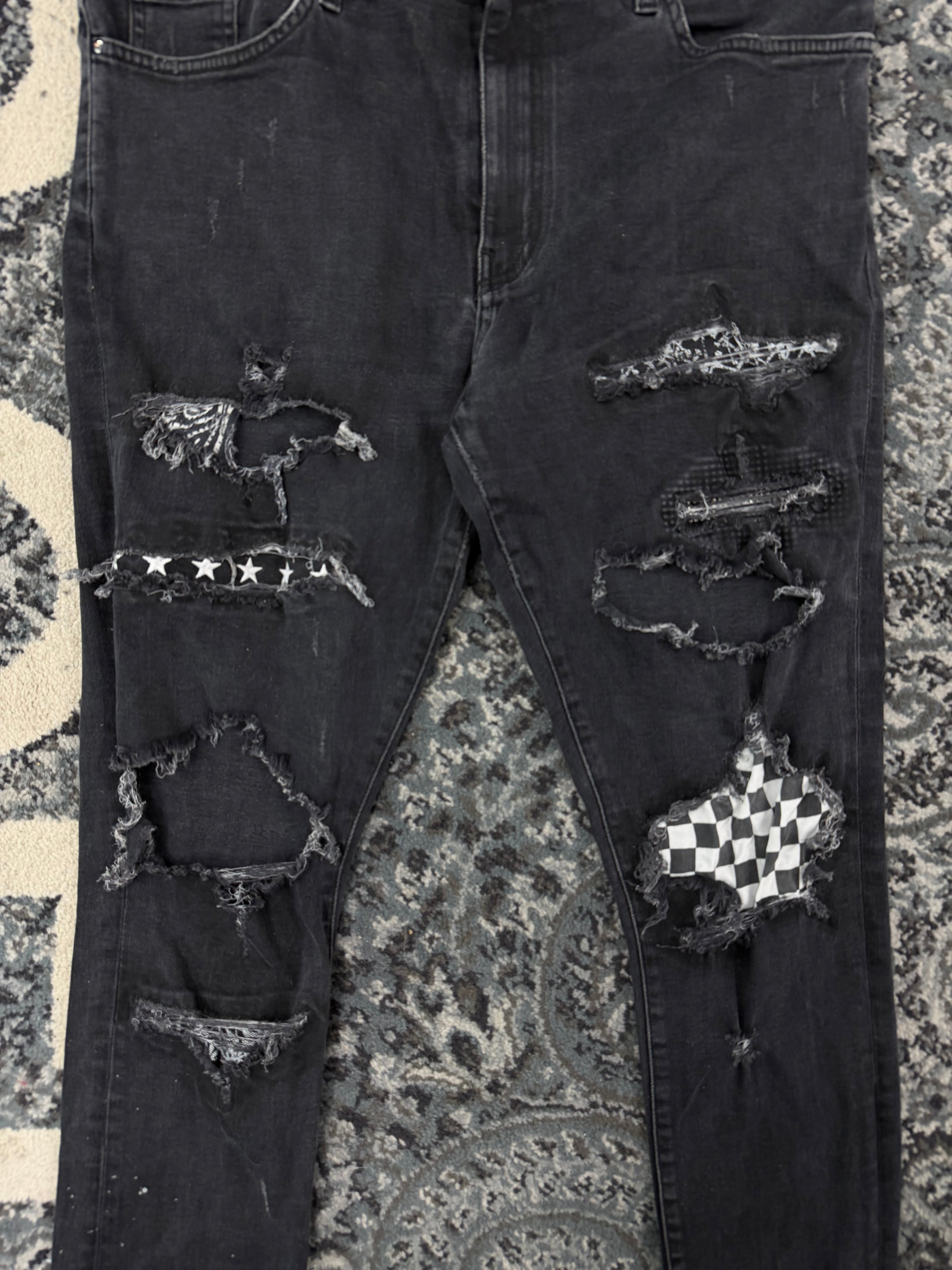 AMIRI checkerboard vintage patch jeans black 38 U