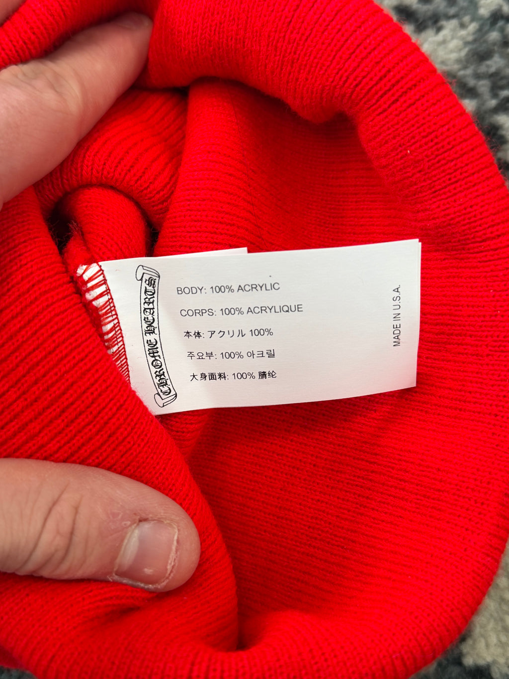 CHROME HEARTS vertical logo beanie red OS DS