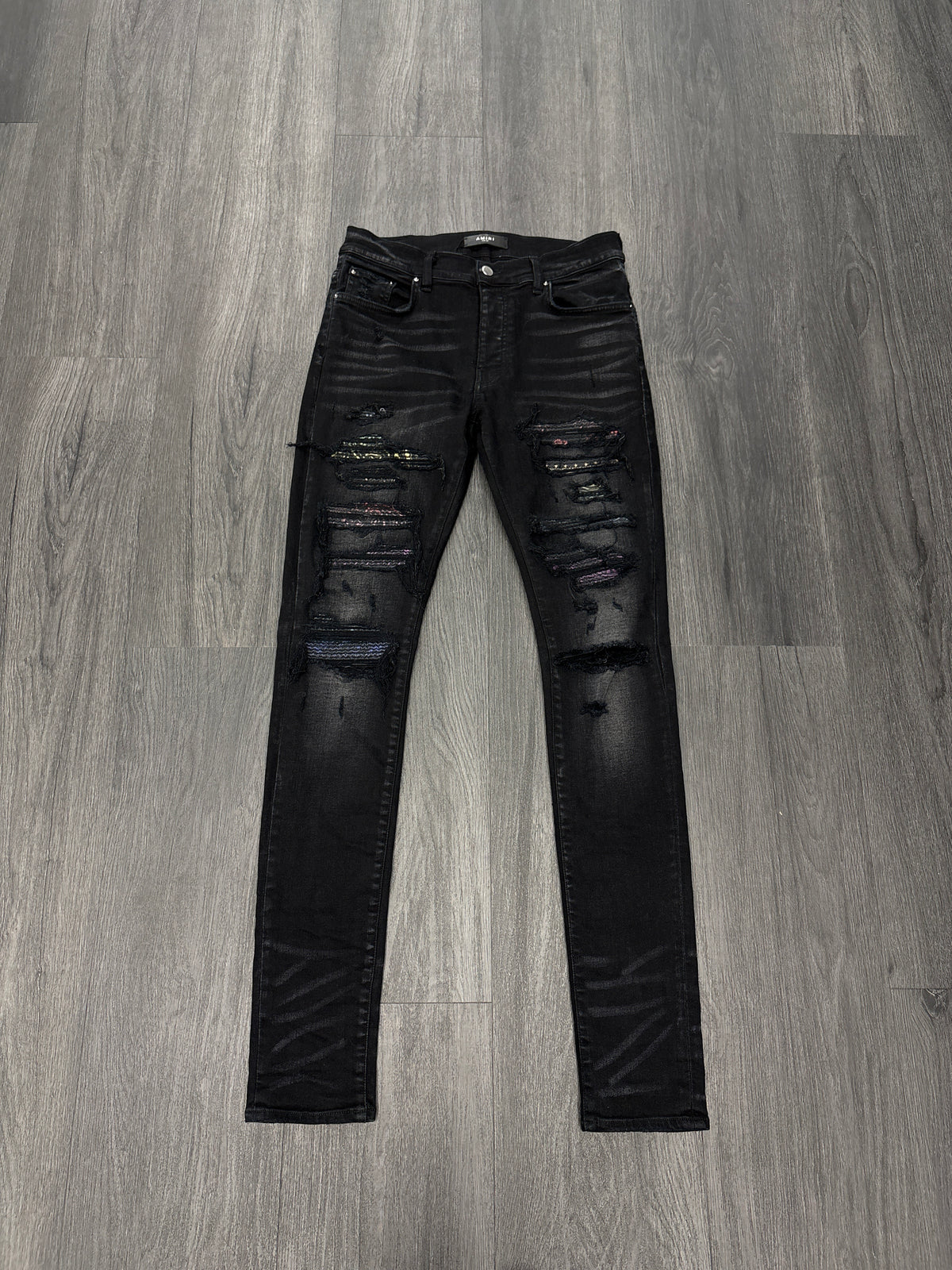 Amiri colorful thrasher patch black jeans size 32 U
