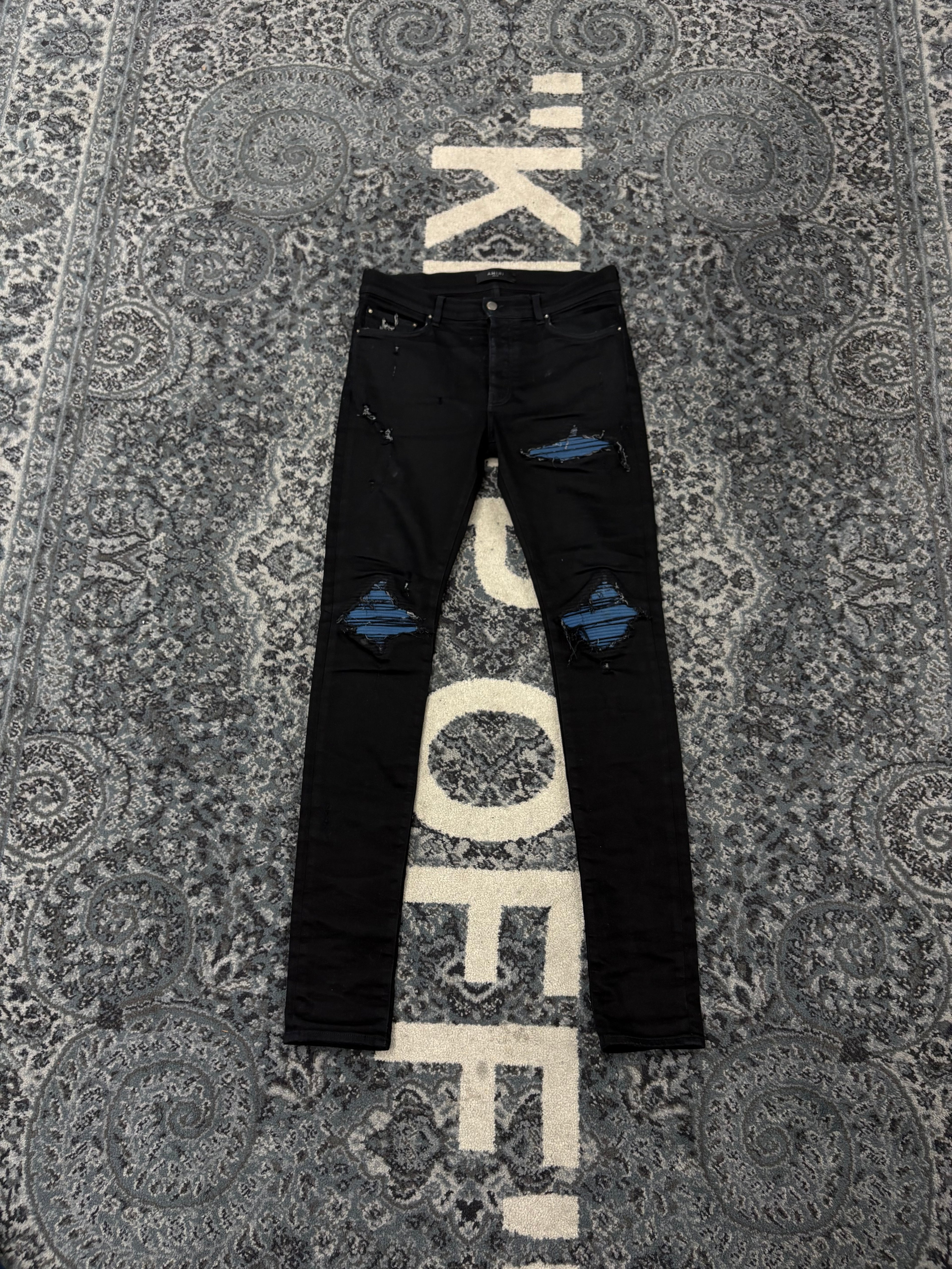 Amiri Mx1 Black W Blue Suede Patch Size 32 U
