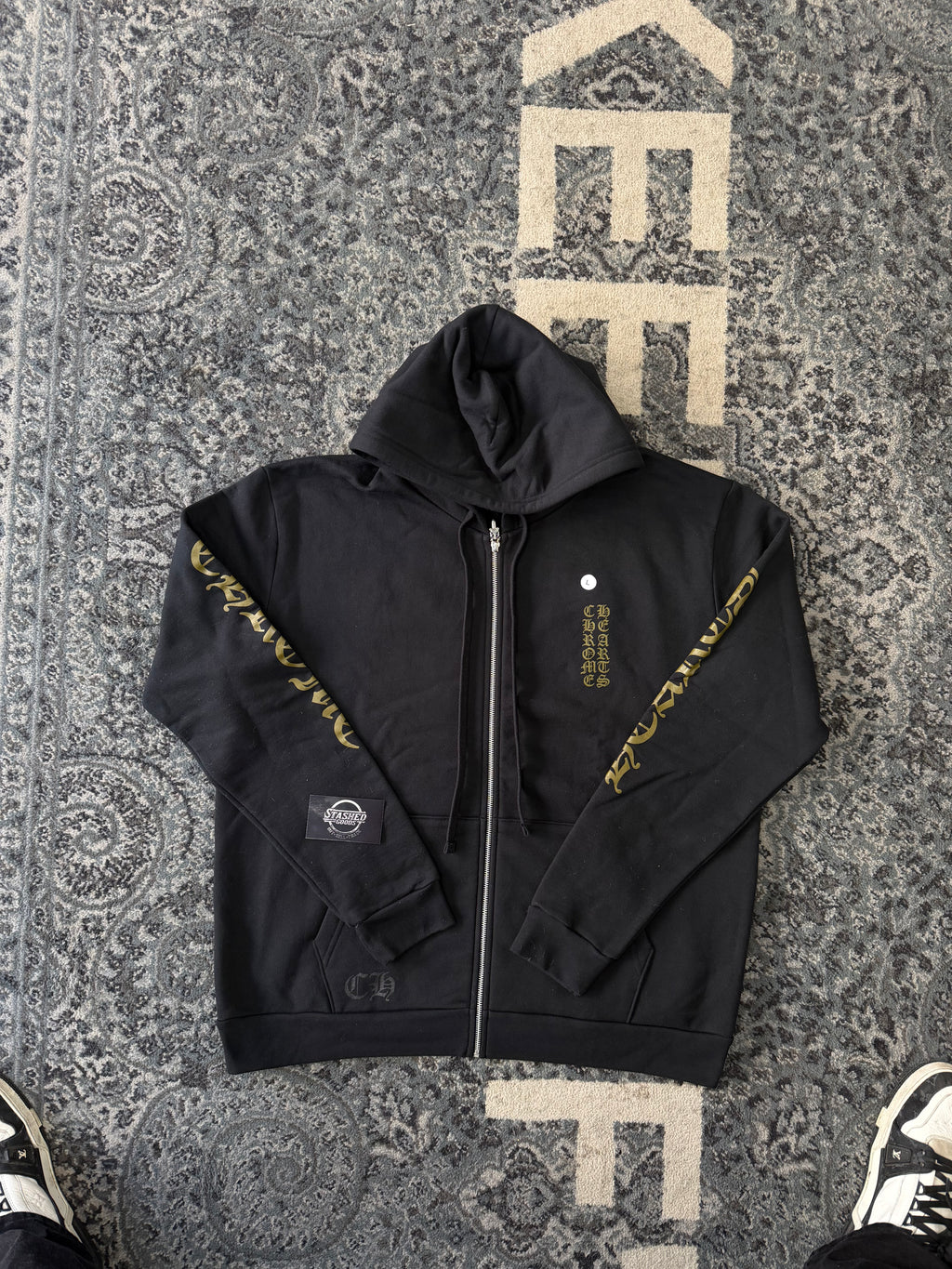 CHROME HEARTS vertical logo olive zip up L DSWT