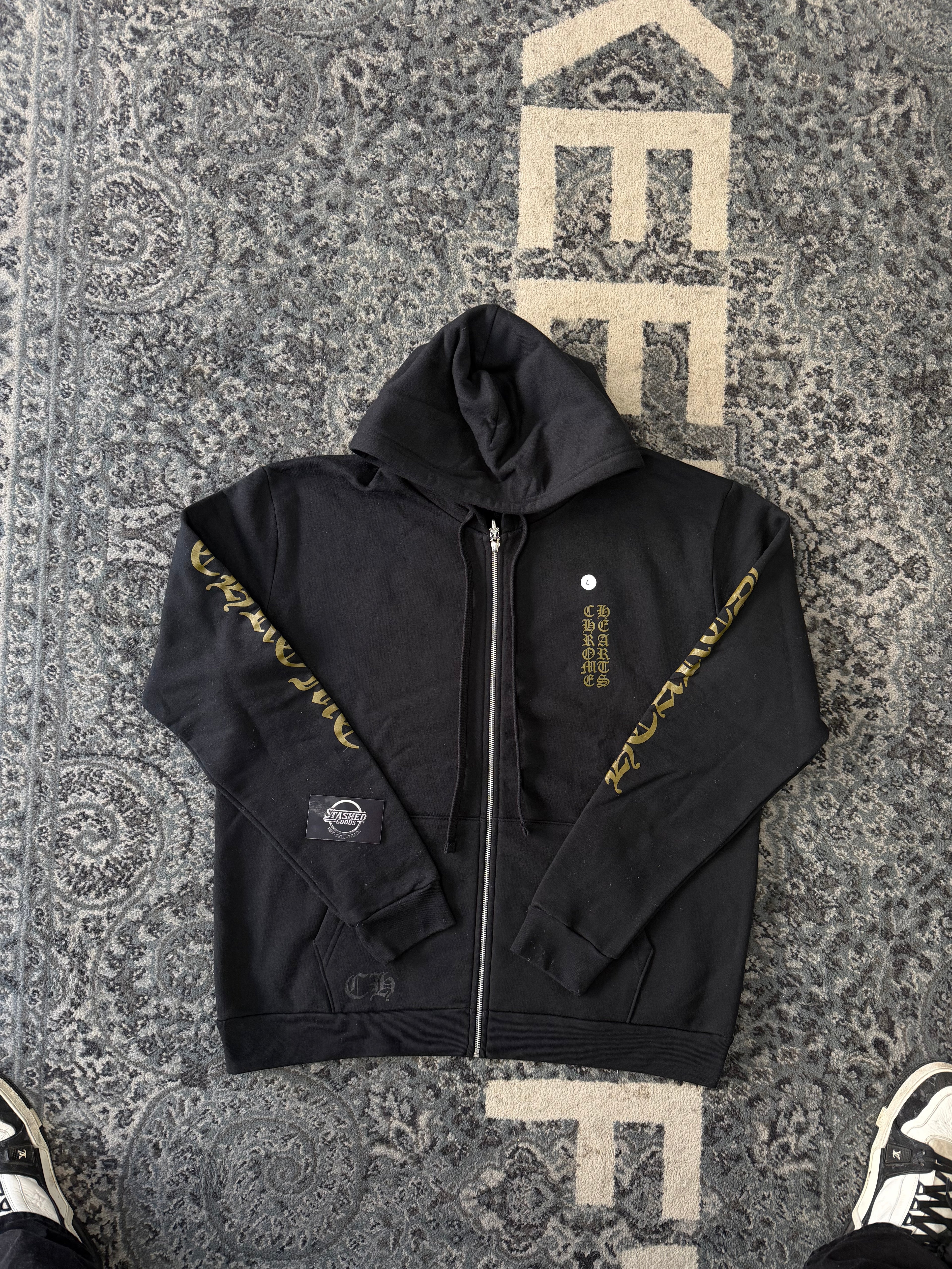 CHROME HEARTS vertical logo olive zip up L DSWT