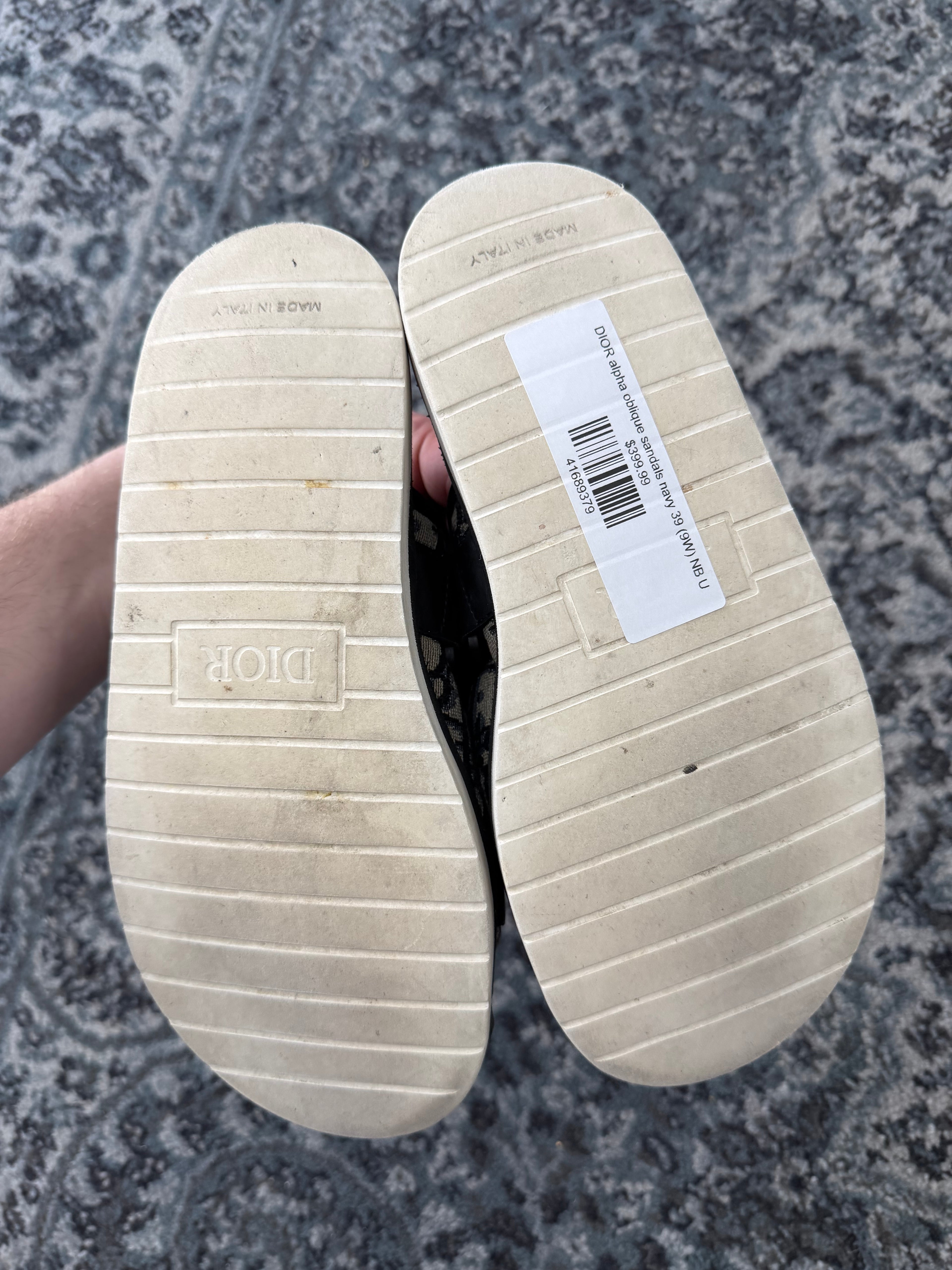 DIOR alpha oblique sandals navy 39 (9W) NB U
