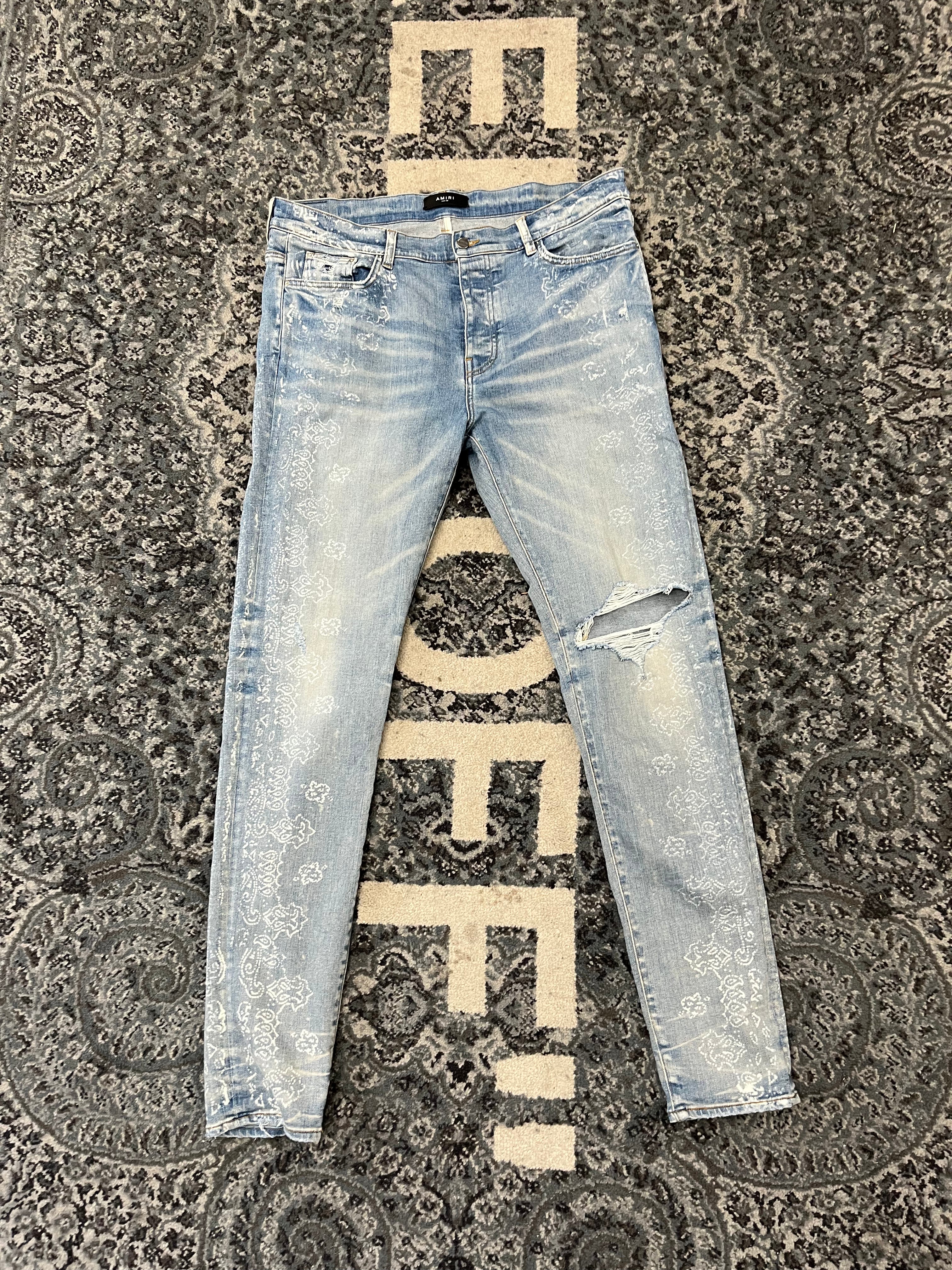 AMIRI paisley logo jeans indigo 38 U