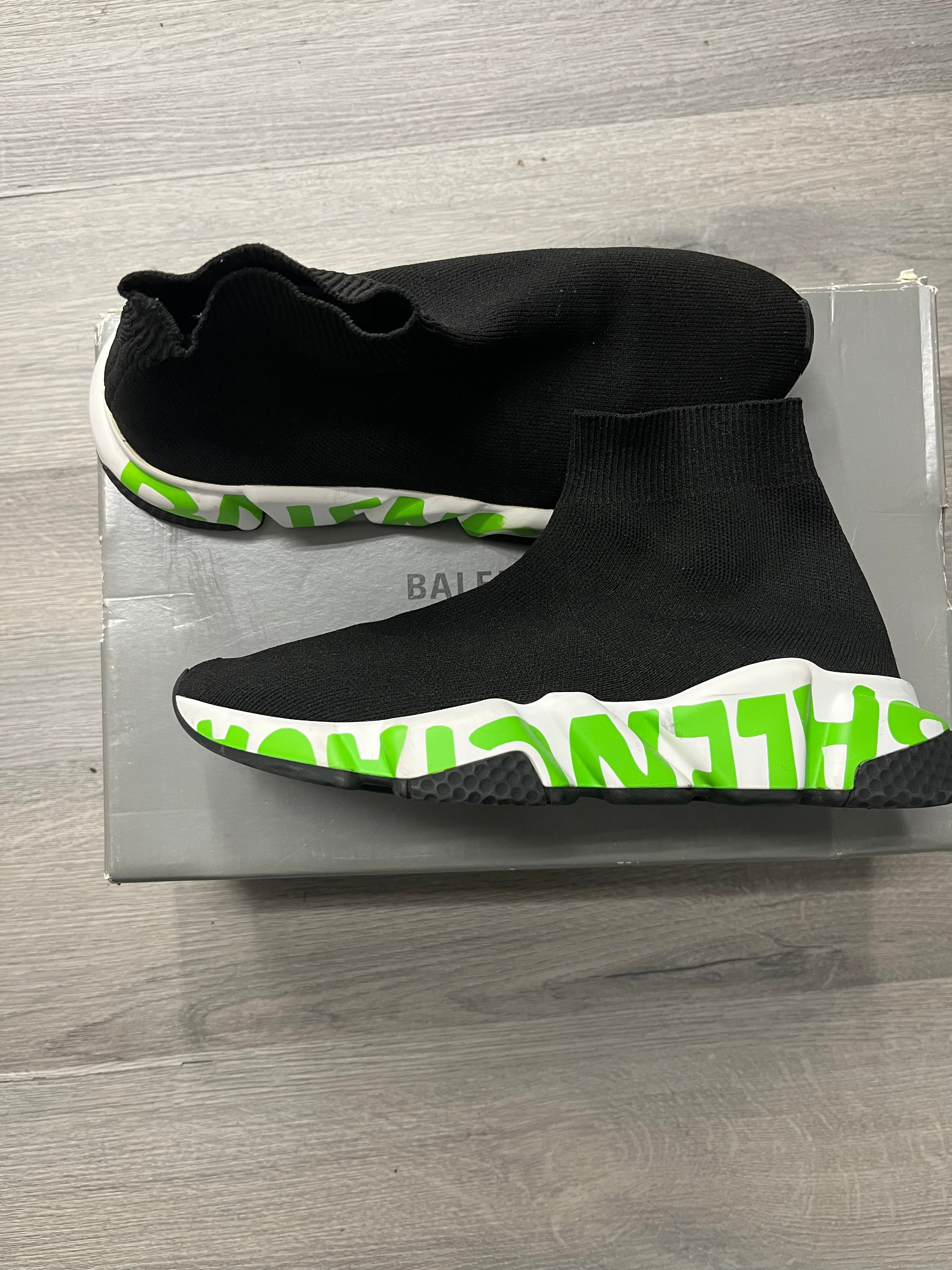 BALENCIAGA speed trainers black/green 37 (7W) OG ALL U