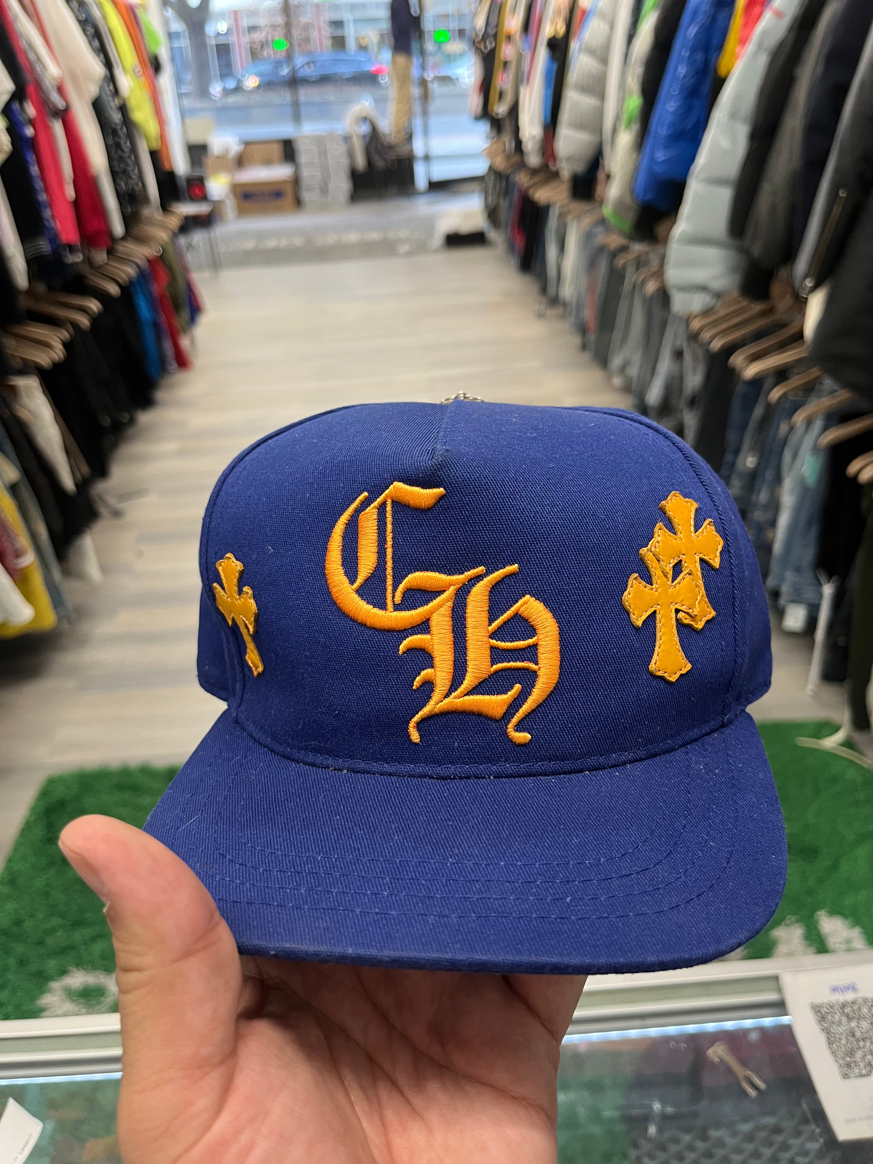 CHROME HEARTS cross patch trucker hat blue/yellow OS U