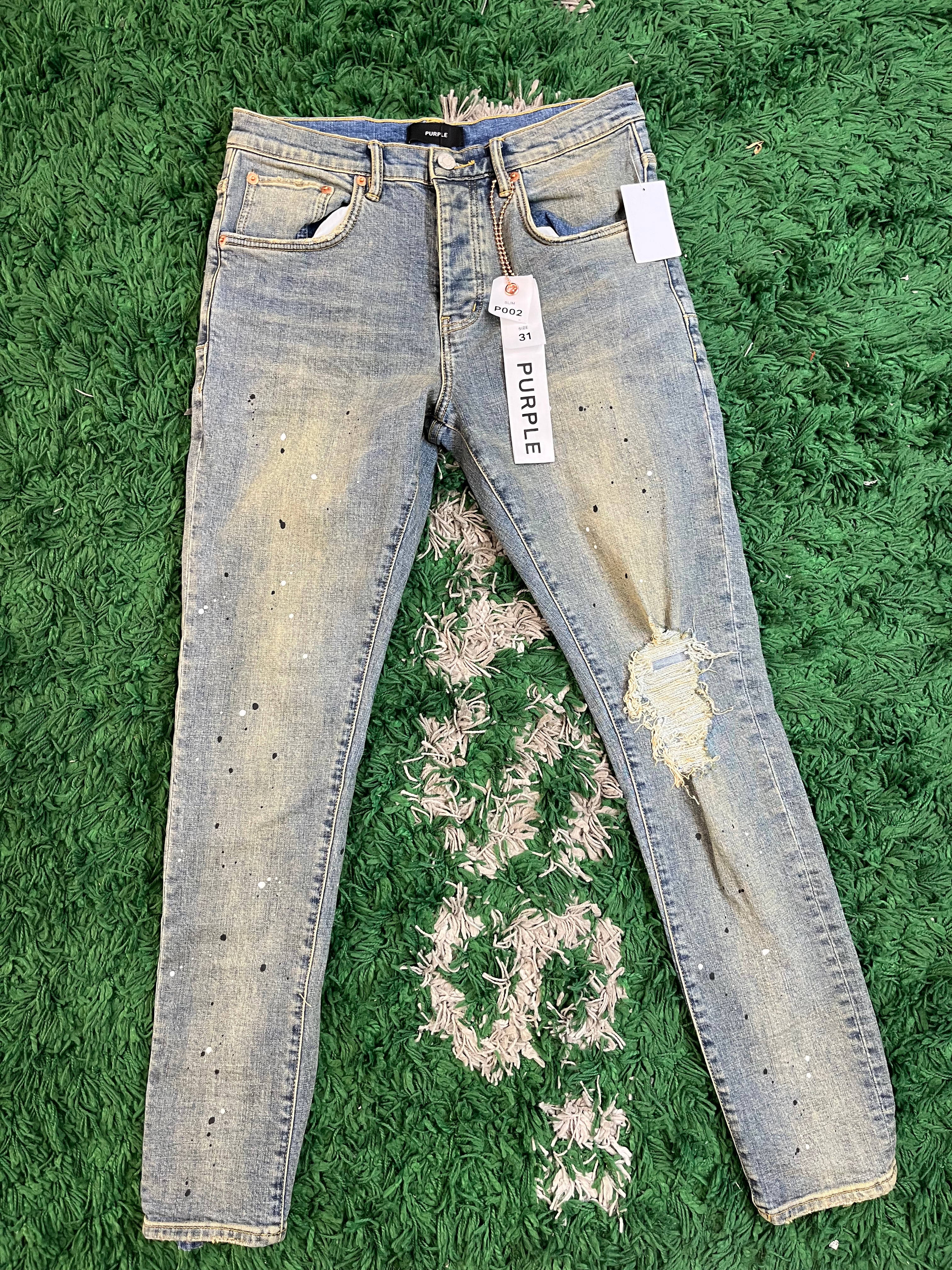 PURPLE paint splatter jeans dirty indigo 31 DSWT